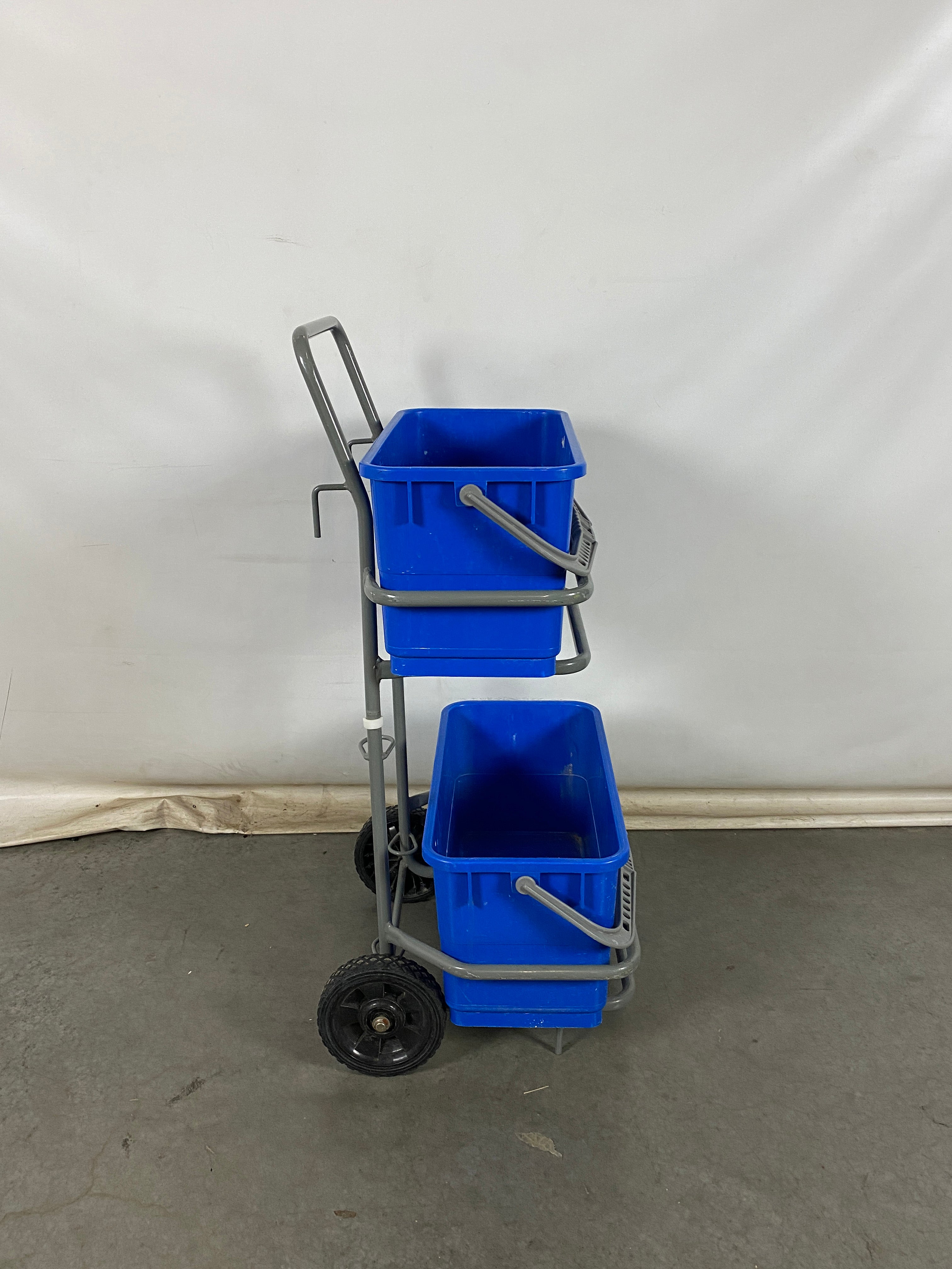 2-Shelf Mopping Trolley with Blue Buckets