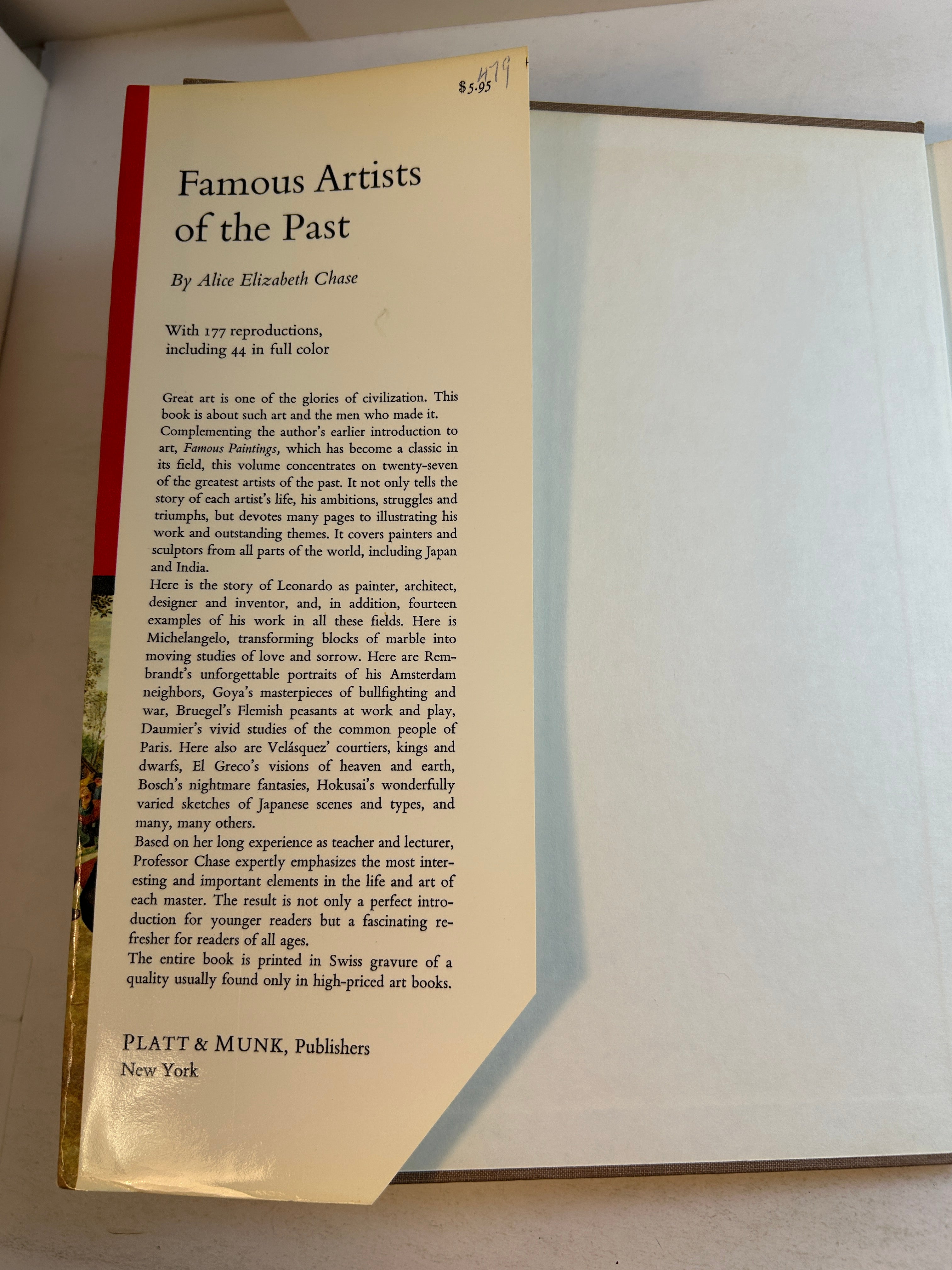 Famous Artists of the Past Alice Elizabeth Chase Platt & Munk 1964 HCDJ