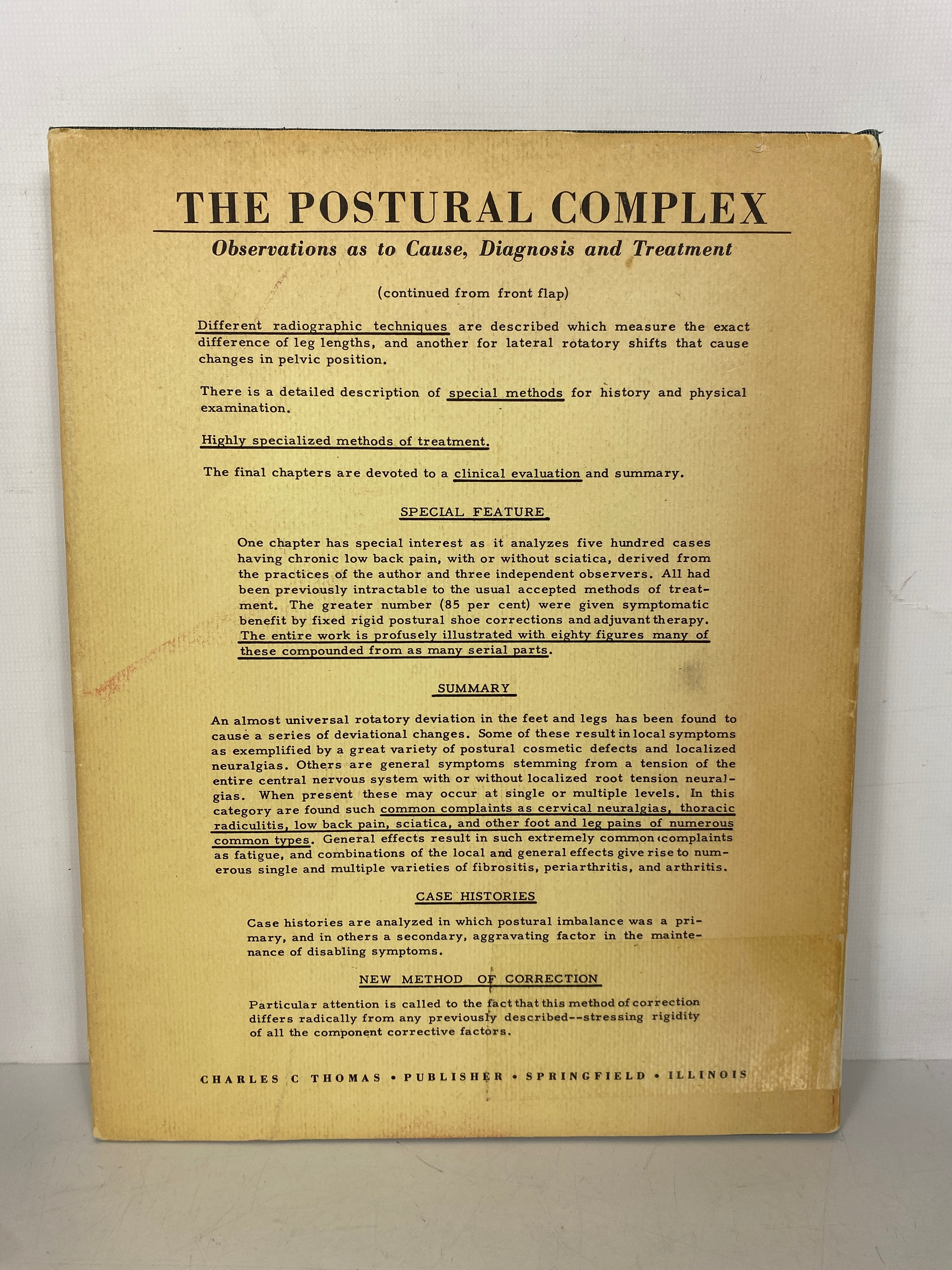 The Postural Complex by Laurence Jones 1955 Charles C. Thomas HCDJ Ex-Library