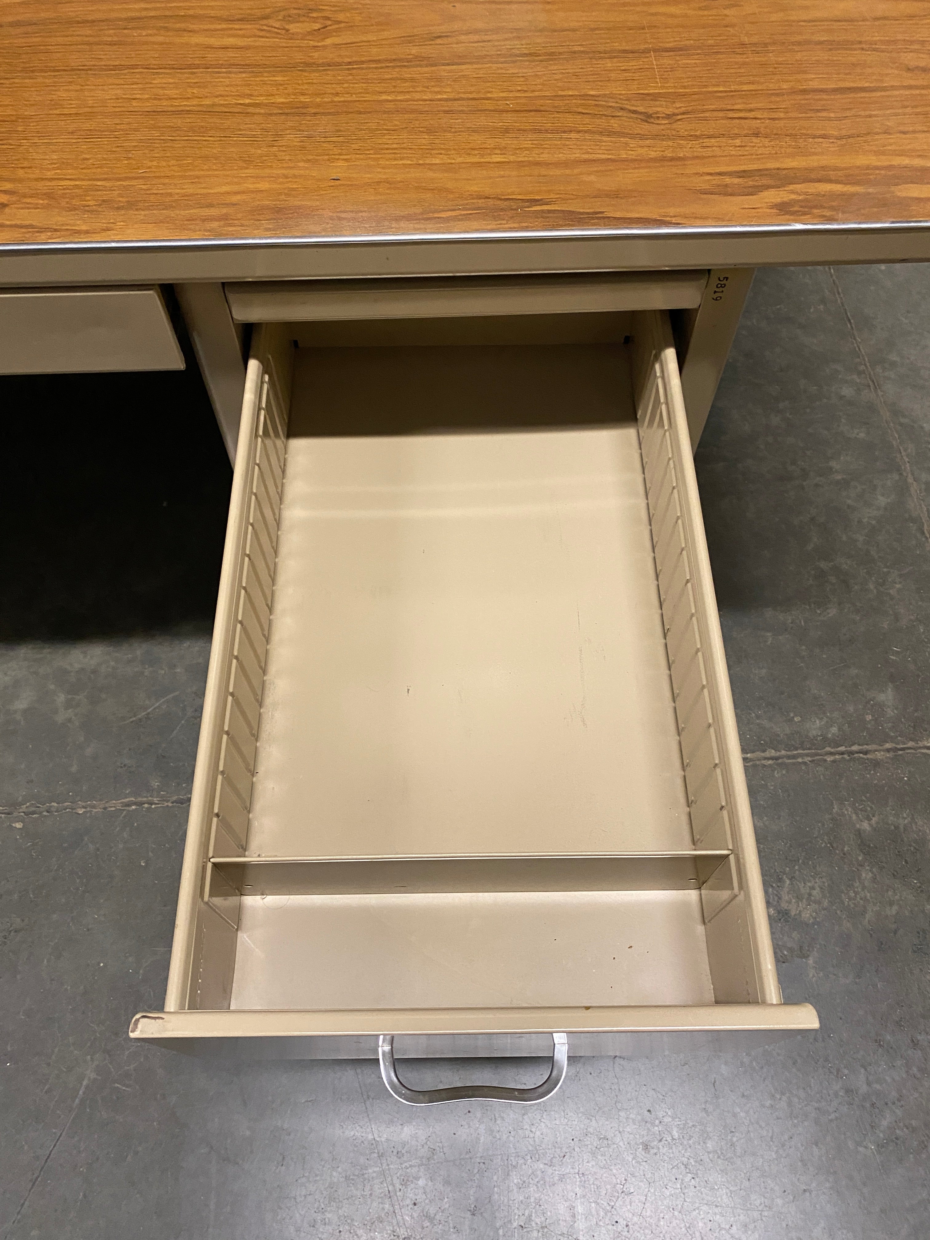Oak Wood Desktop Metal Executive Desk