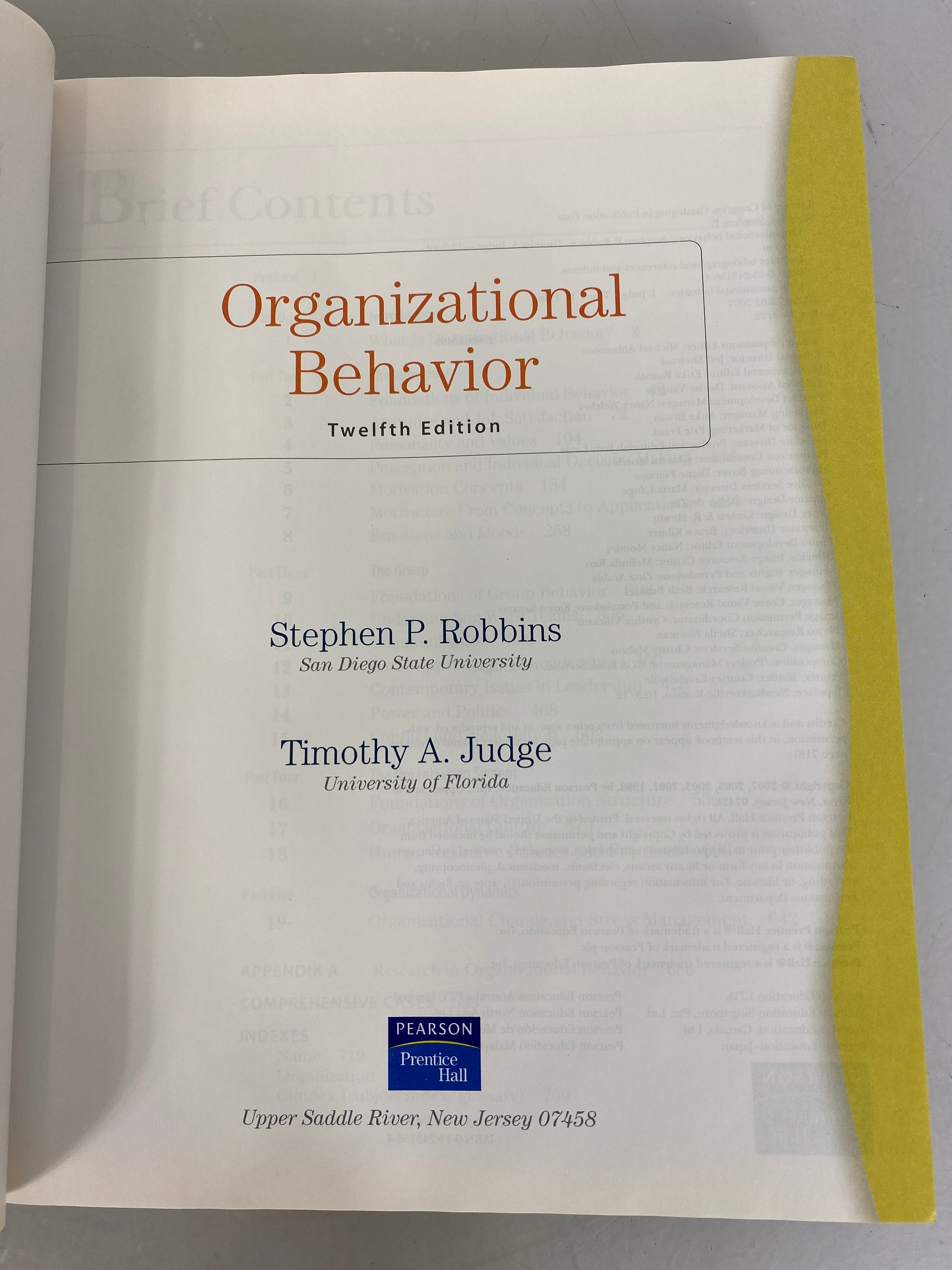 Organizational Behavior Stephen Robbins and Timothy Judge 2007 HC