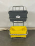 2-Shelf Mopping Trolley with Gray and Yellow Buckets