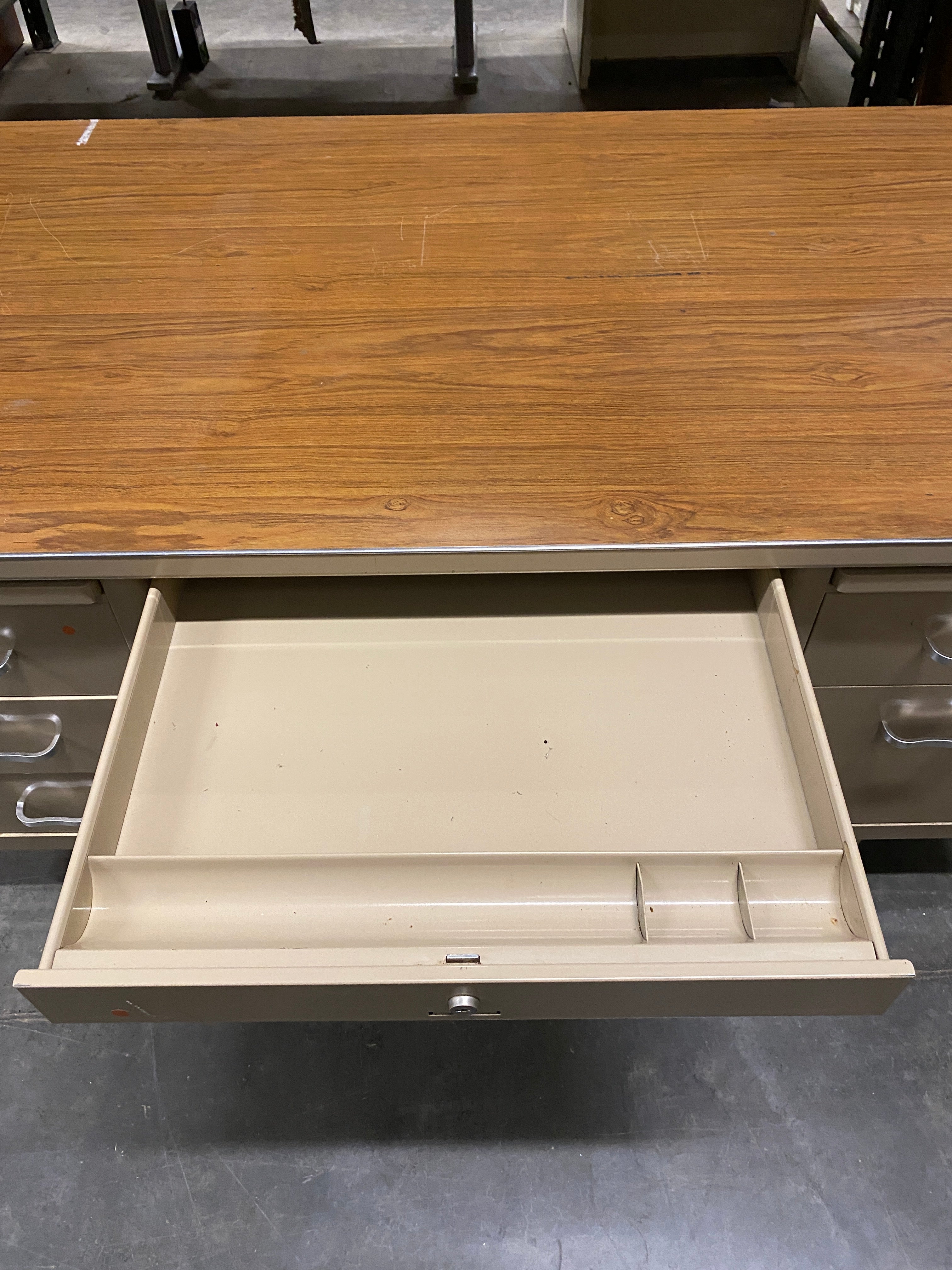 Oak Wood Desktop Metal Executive Desk