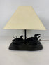 Lamp with Ducks in Pond Black Metalwork Decor Base