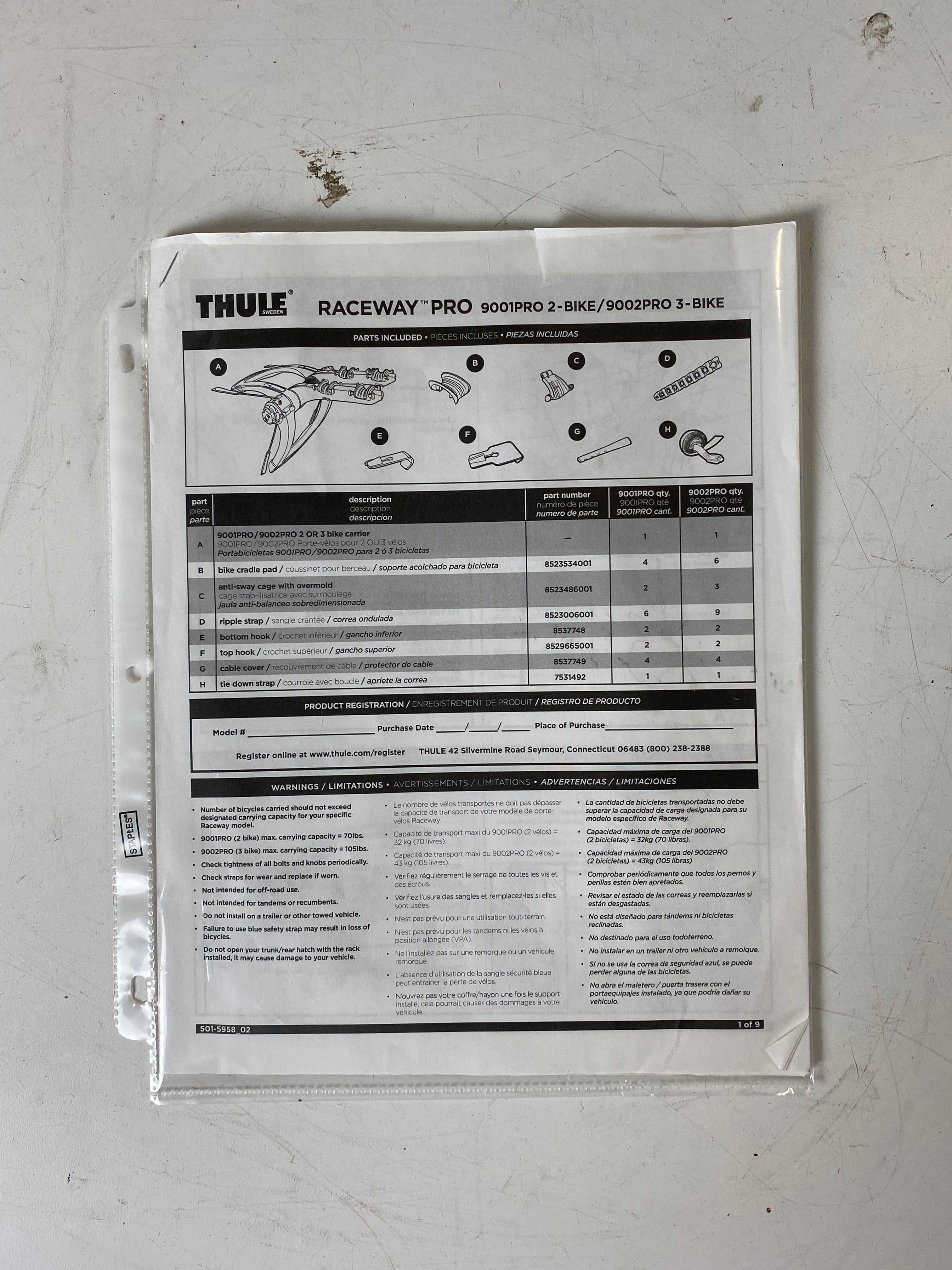 Thule Raceway Pro 2-Bike Trunk Rack