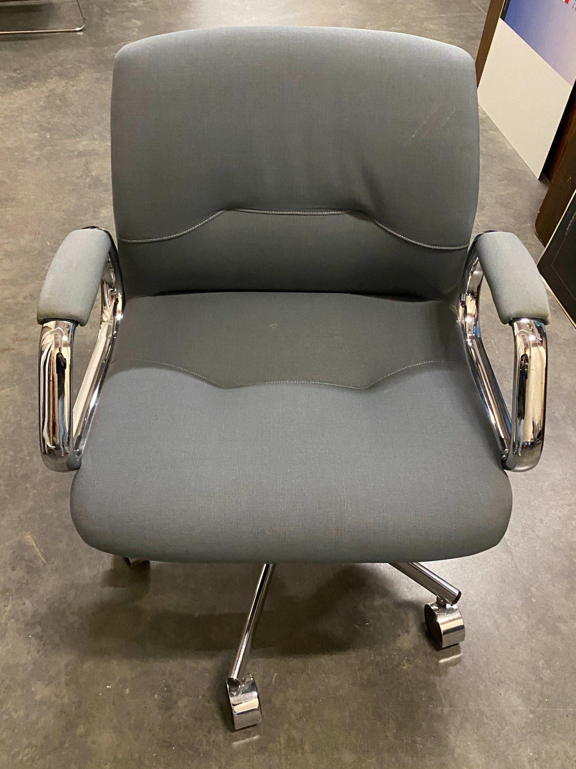 Steelcase Upholstered Grey Rolling Chair