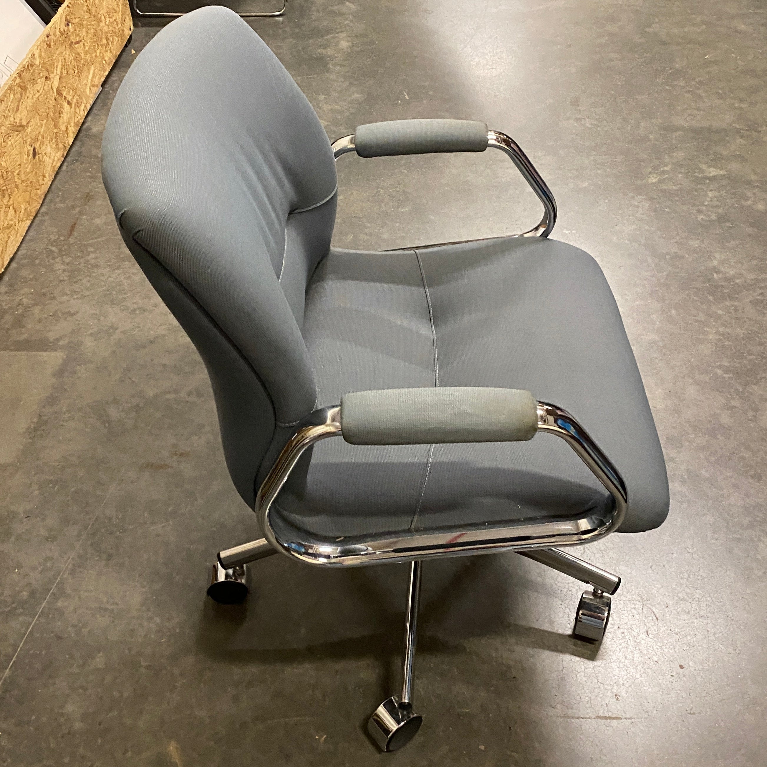 Steelcase Upholstered Grey Rolling Chair