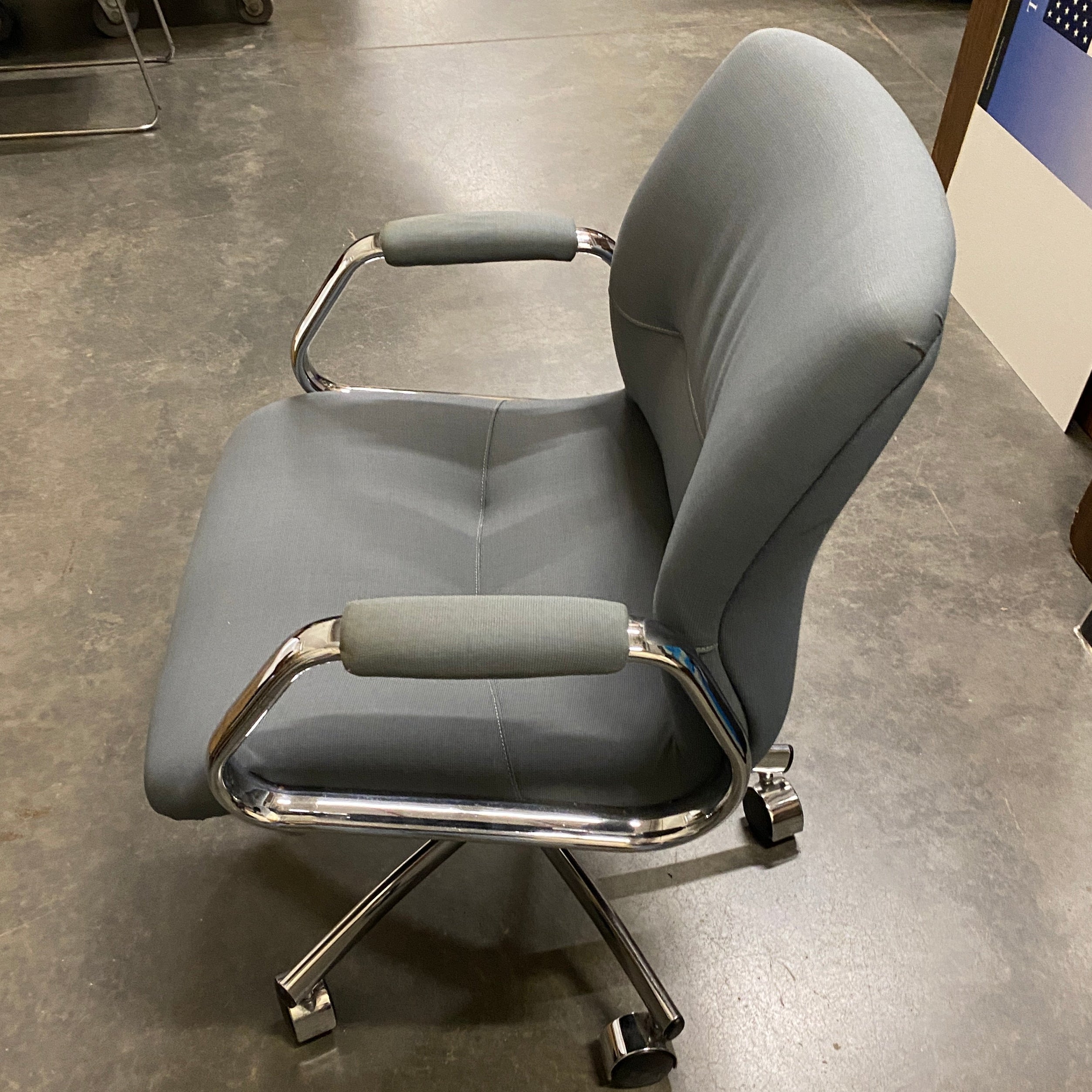 Steelcase Upholstered Grey Rolling Chair