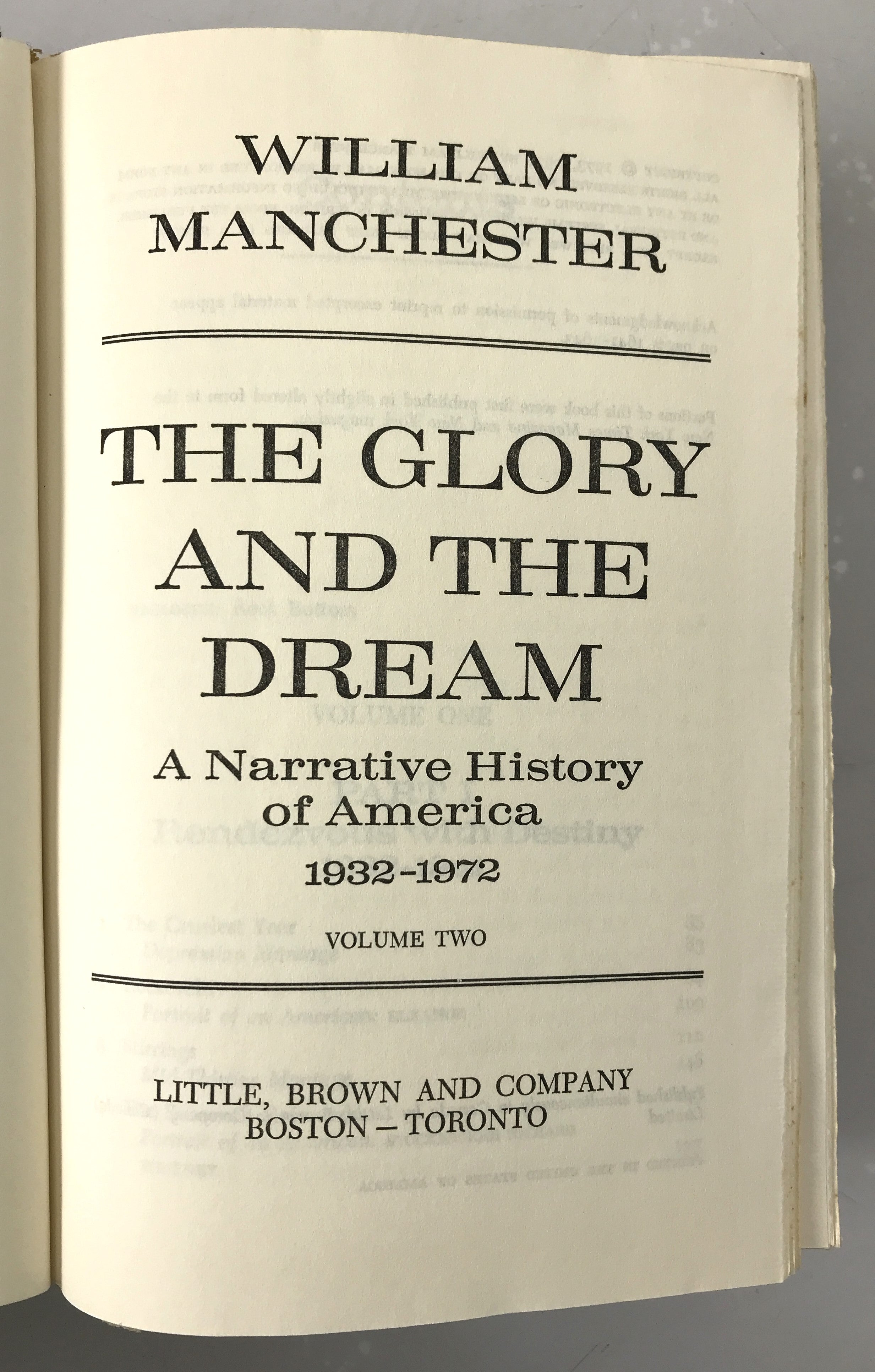 Two Volume Set The Glory and the Dream by William Manchester 1974 HC