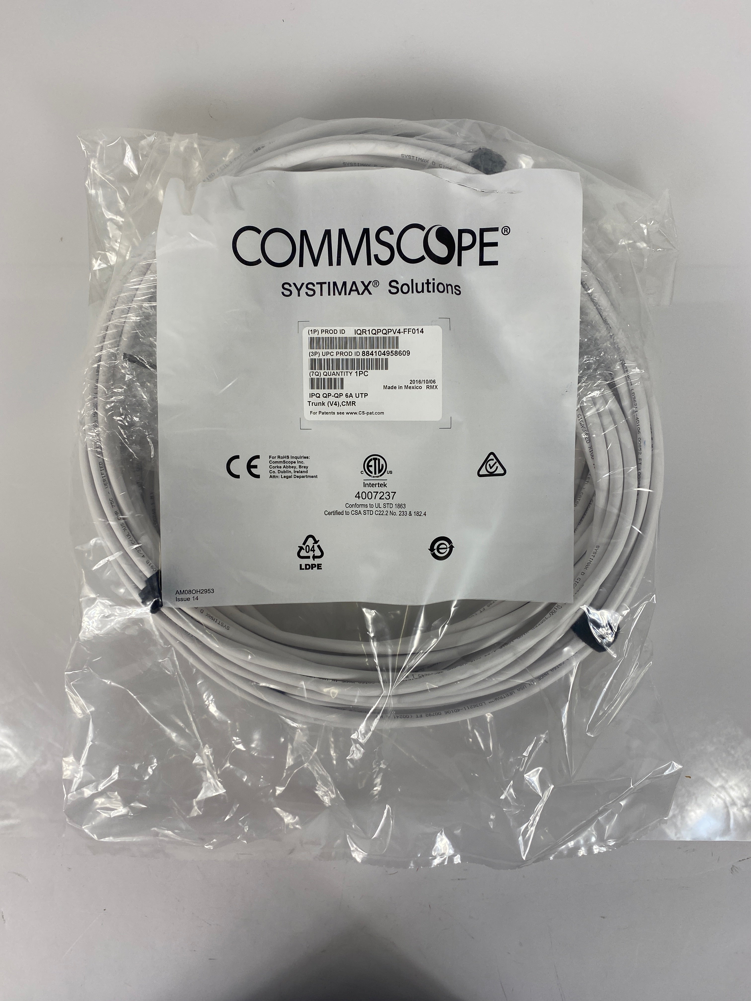 CommScope Systimax Solutions IPQ QP-QP 6A UTP Trunk Cable 15'