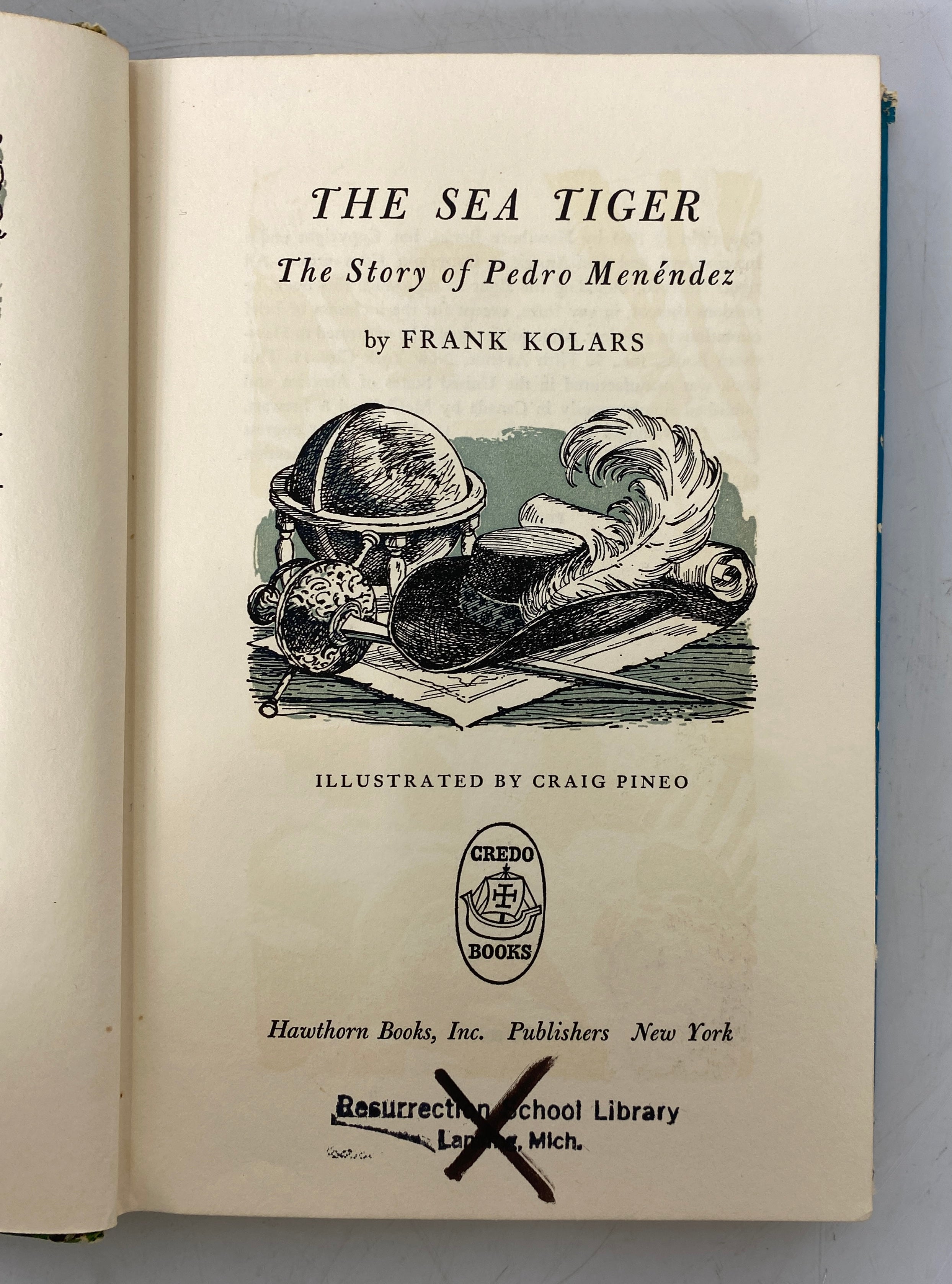 The Sea Tiger Pedro Menendez by Frank Kolars 1963 1st Print HC Ex-Library