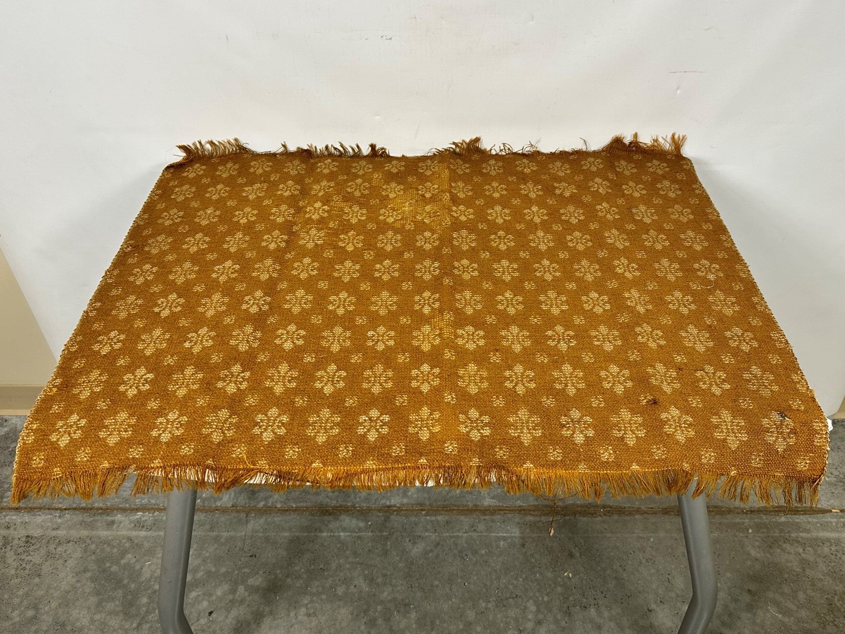 Antique 36x29 Brown Jacquard Woven Wool Rug