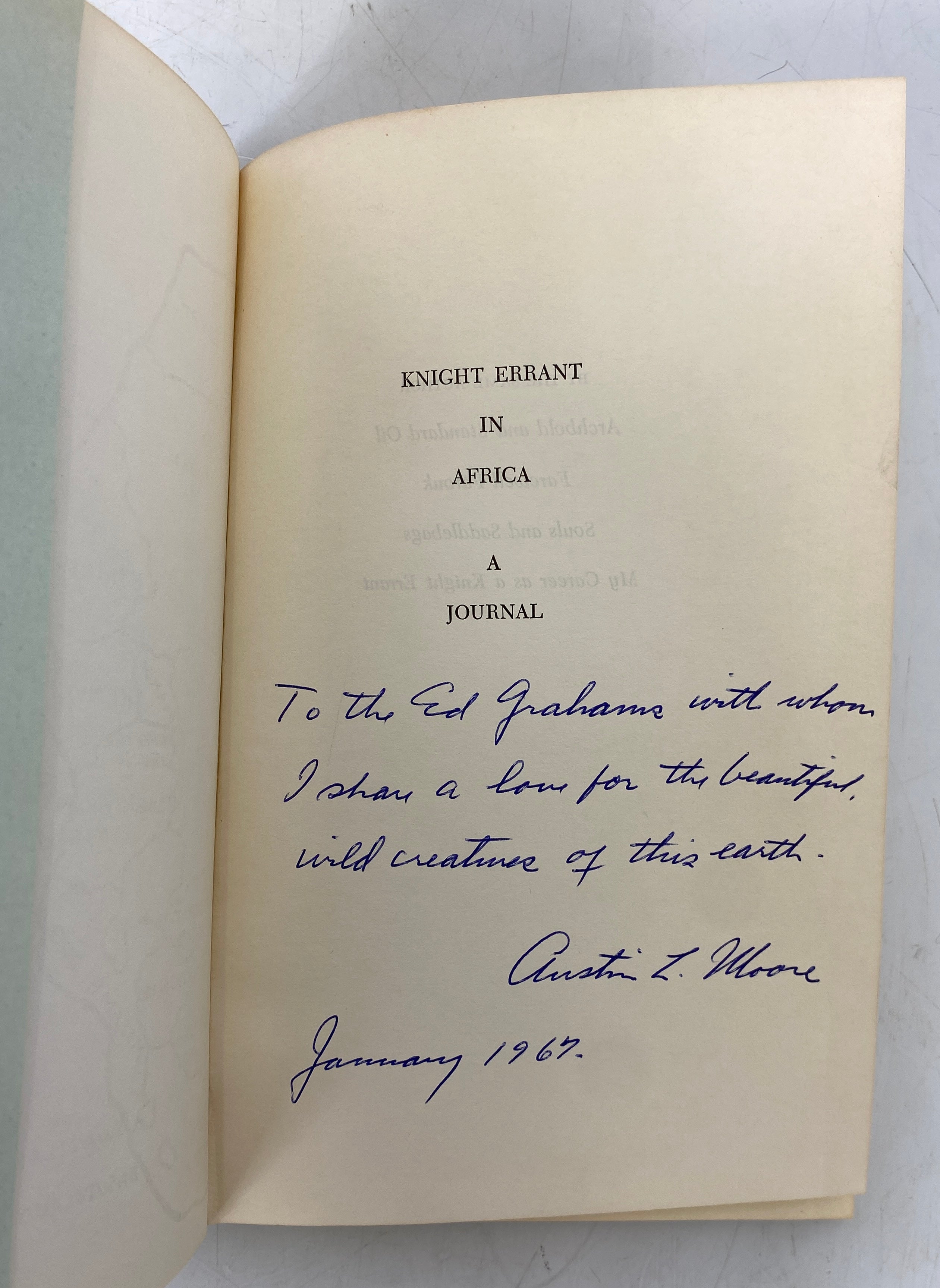 Knight Errant in Africa A Journal by Austin Moore 1966 Inscribed HC DJ