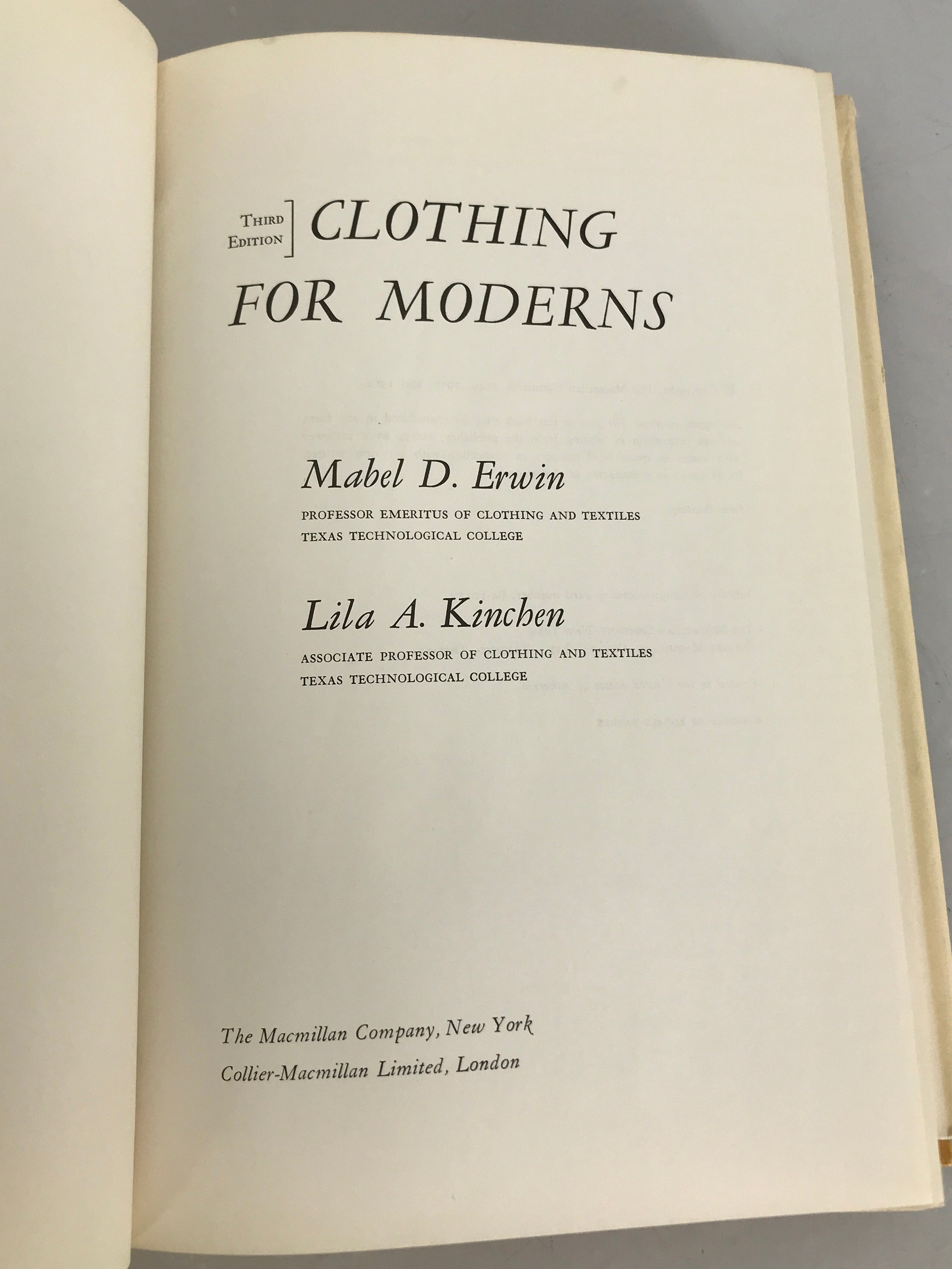 Clothing for Moderns Erwin & Kinchen Third Edition 1964 HC DJ