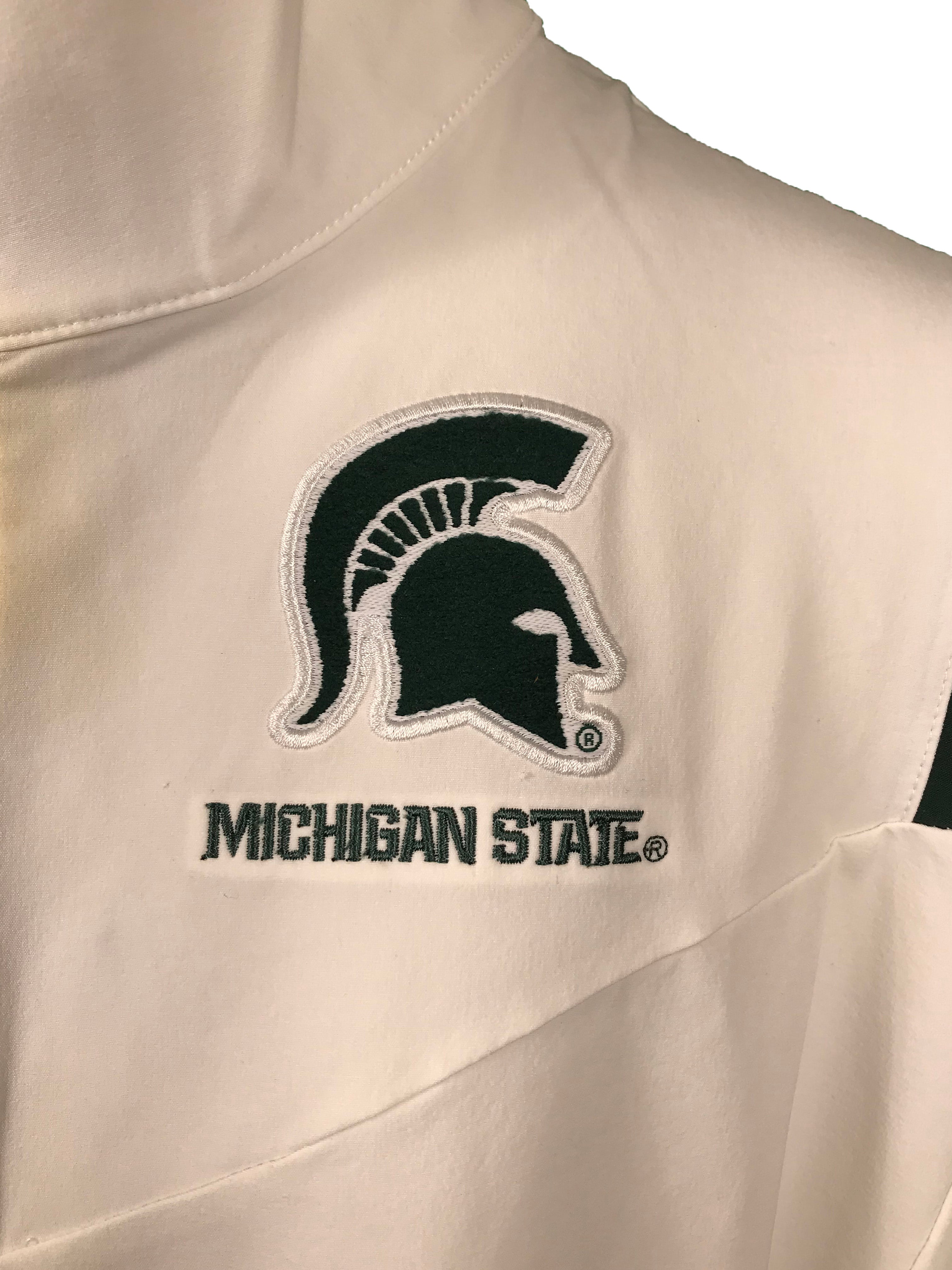 Nike Men's Michigan State University White Short Sleeve Half- Zip Men's Size Large