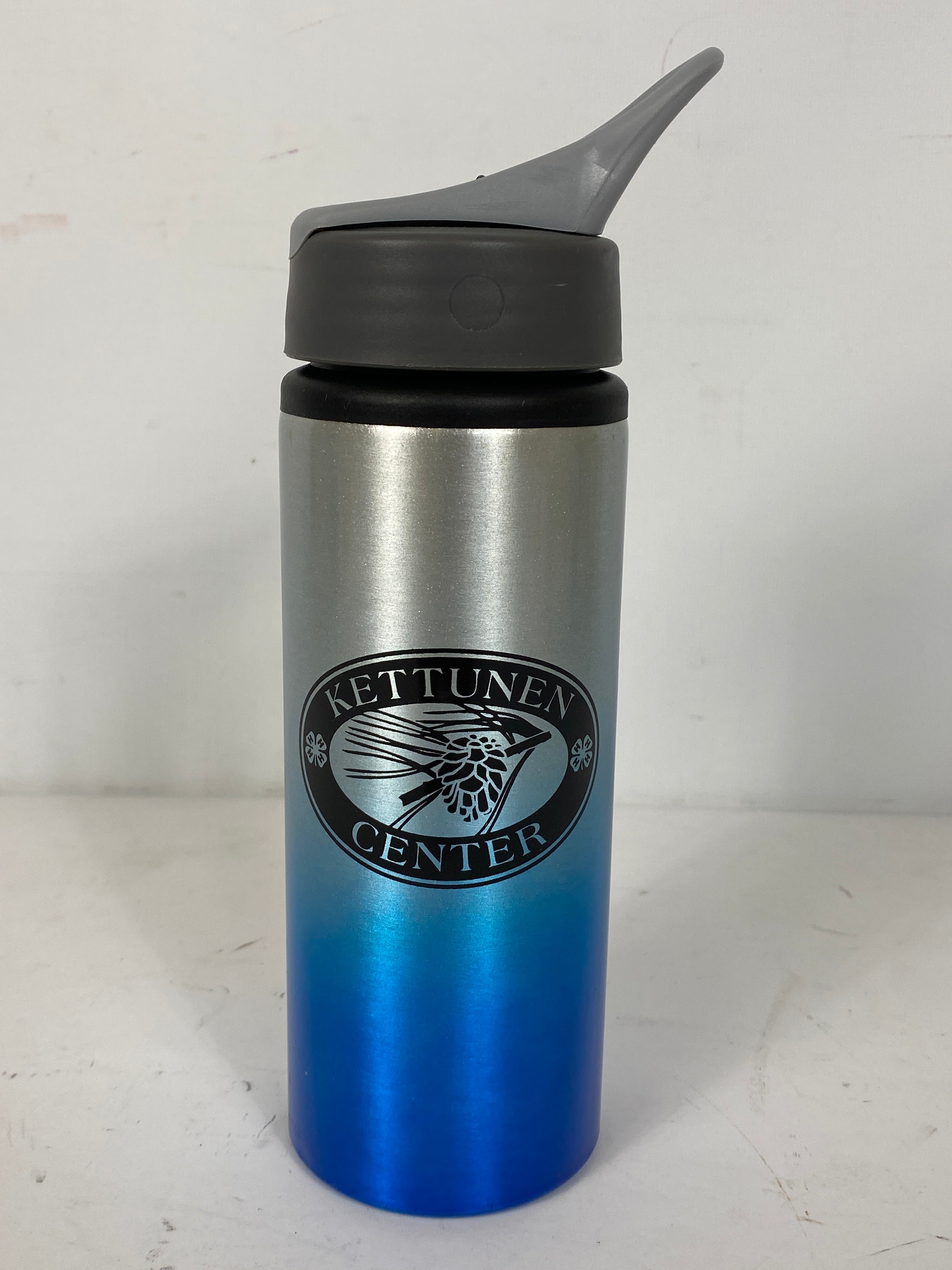 Silver/Blue Kettunen Center 25 oz Aluminum Sport Bottle with Lid