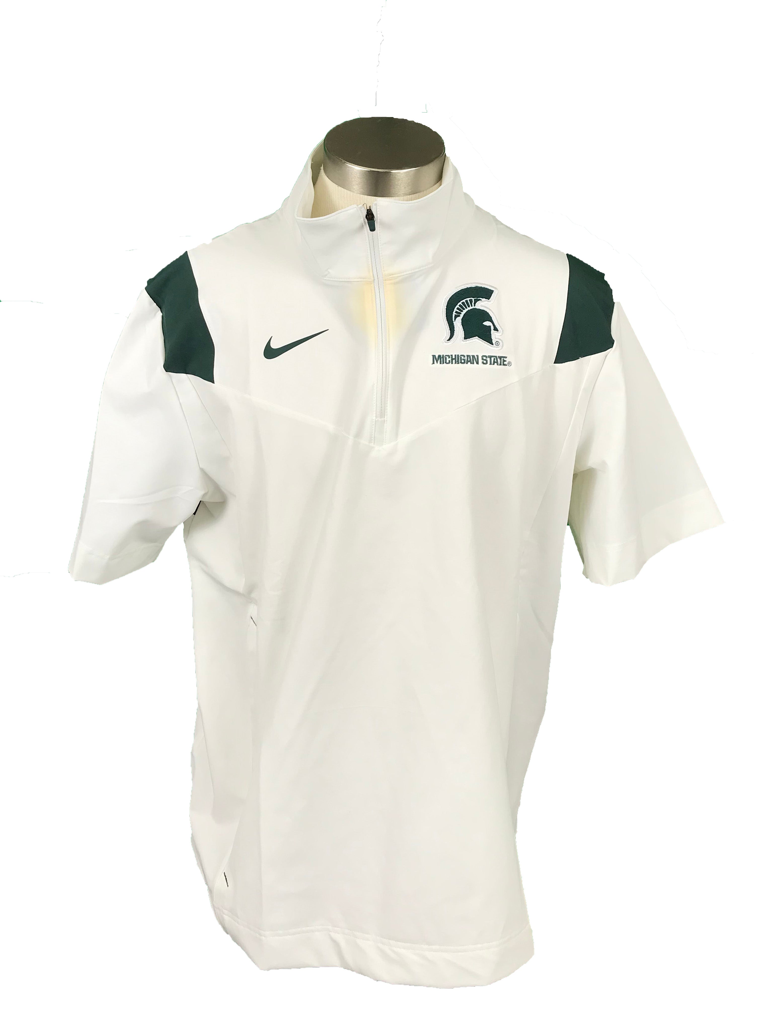 Nike Men's Michigan State University White Short Sleeve Half- Zip Men's Size Large