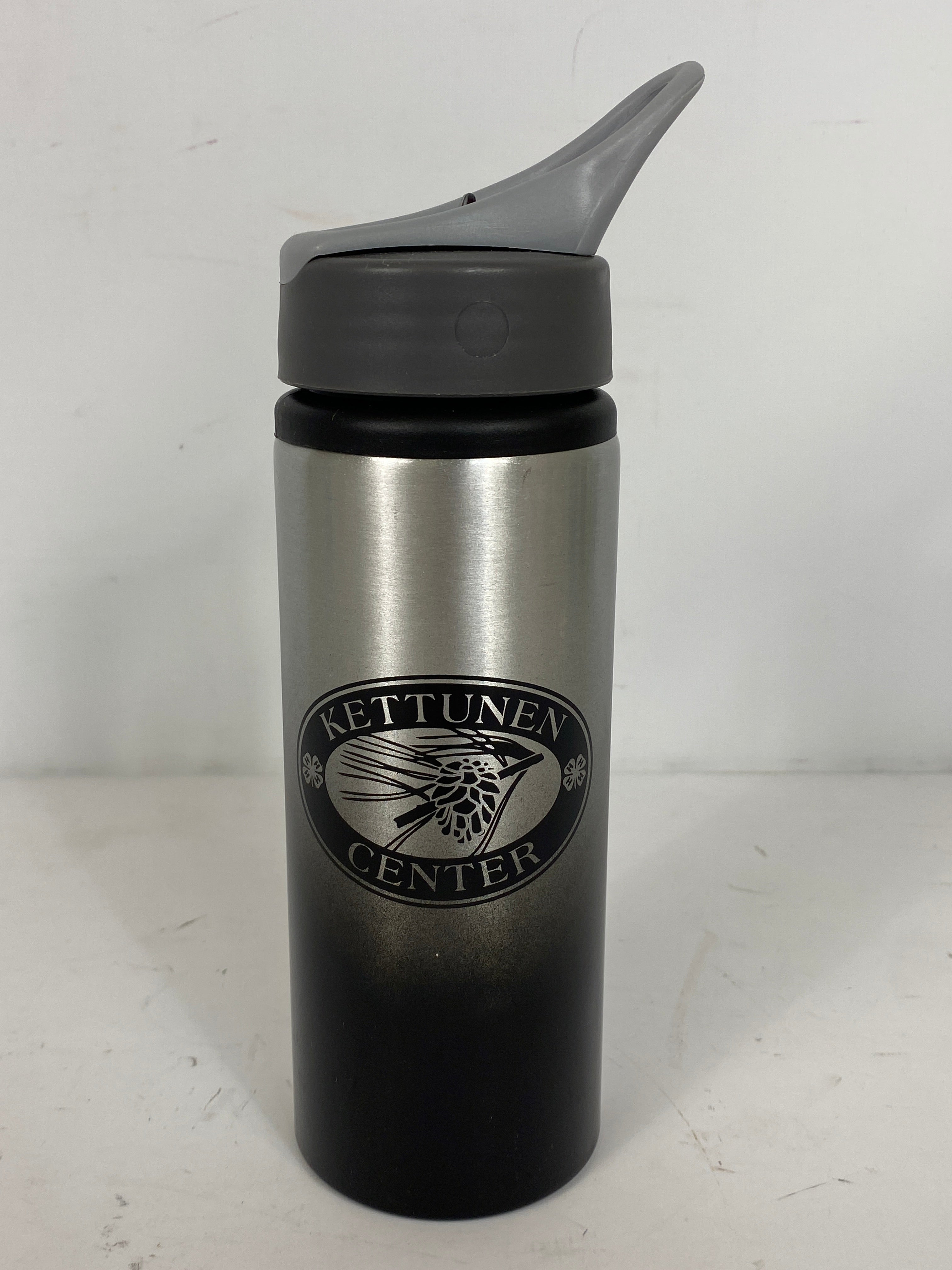 Silver/Black Kettunen Center 25 oz Aluminum Sport Bottle with Lid