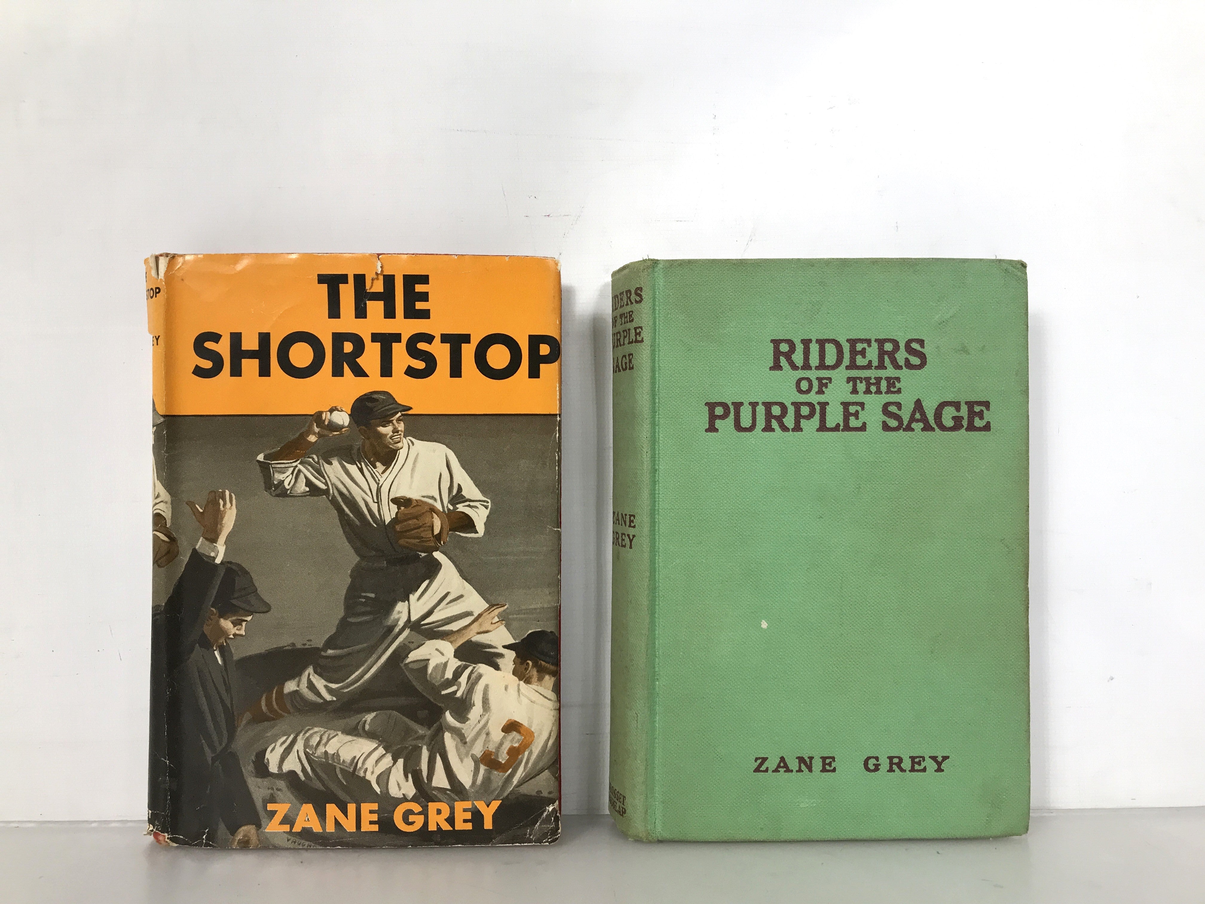 Lot of 2 Vintage Zane Grey Books The Shortstop and Riders of the Purple Sage 1937-1940 HC DJ