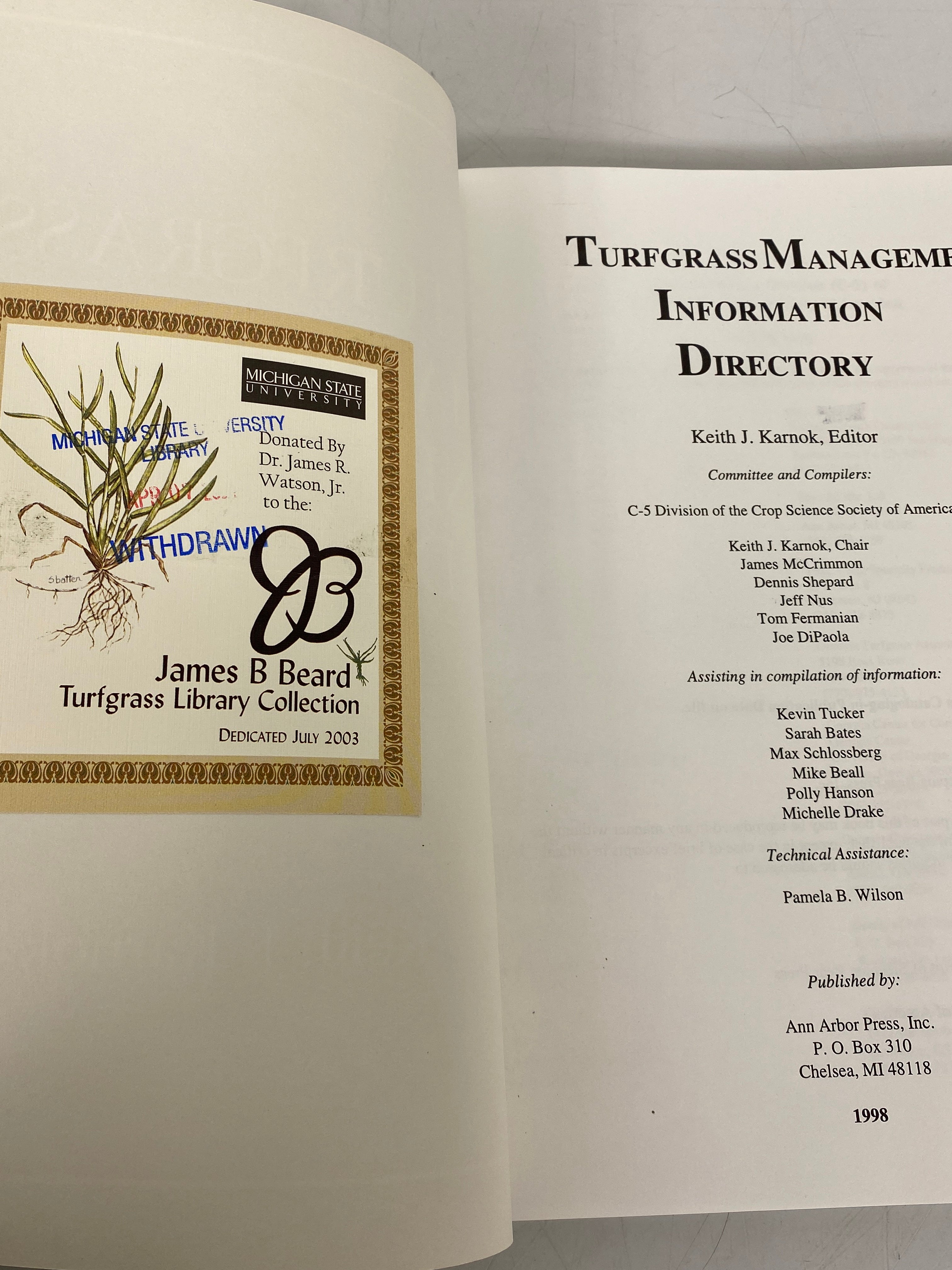 Turfgrass Management Information Directory by Karnok 2nd Edition SC