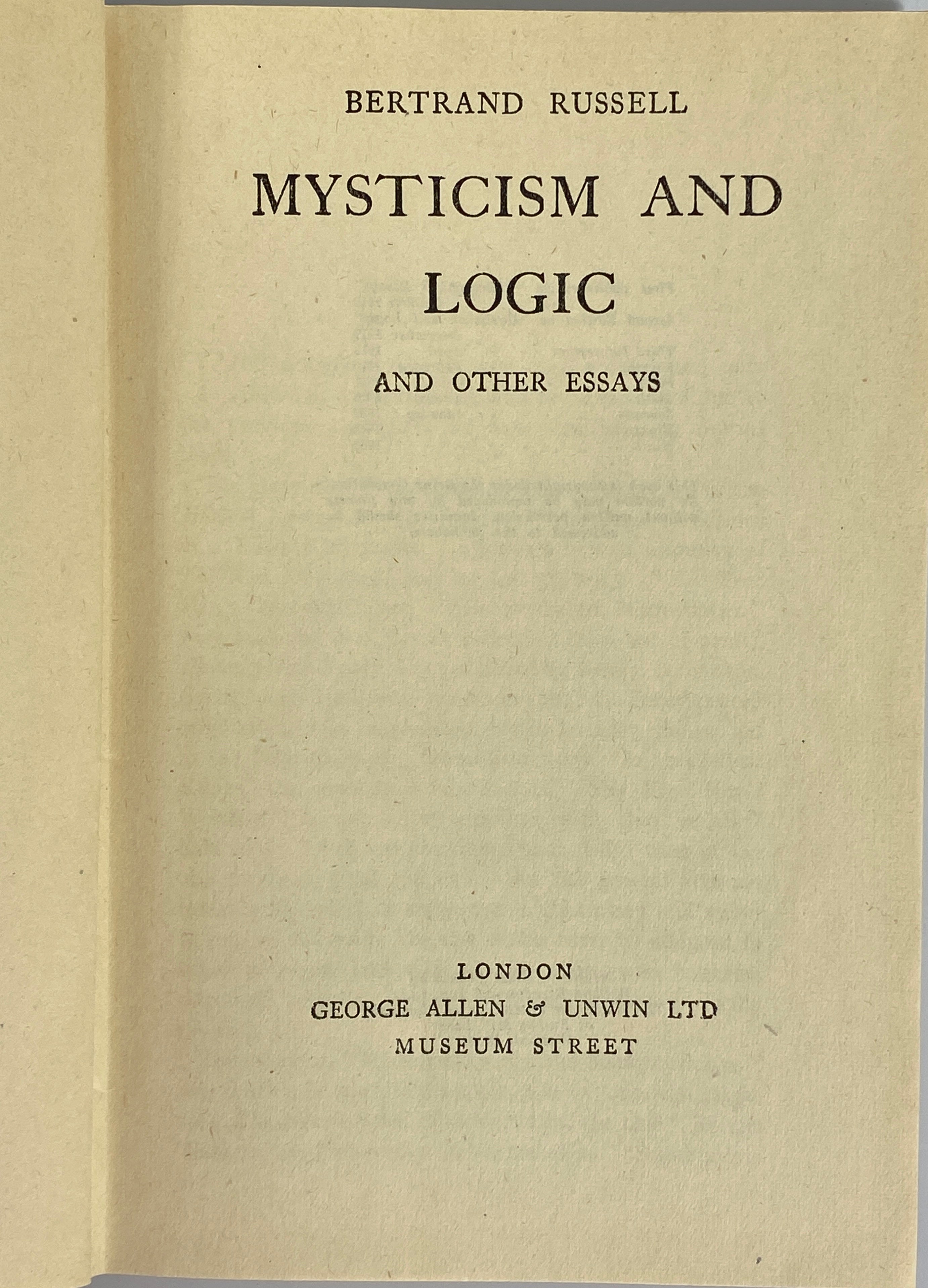 Bertrand Russell Mysticism & Logic 1950 Vintage HC