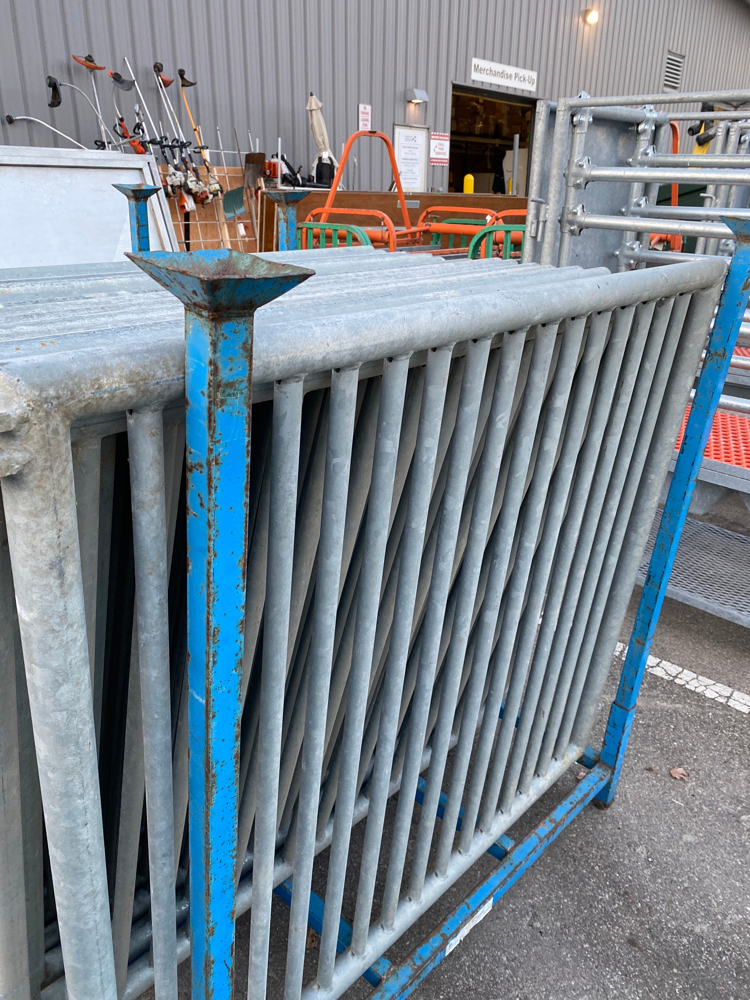 Grey Metal Grated Fence Section