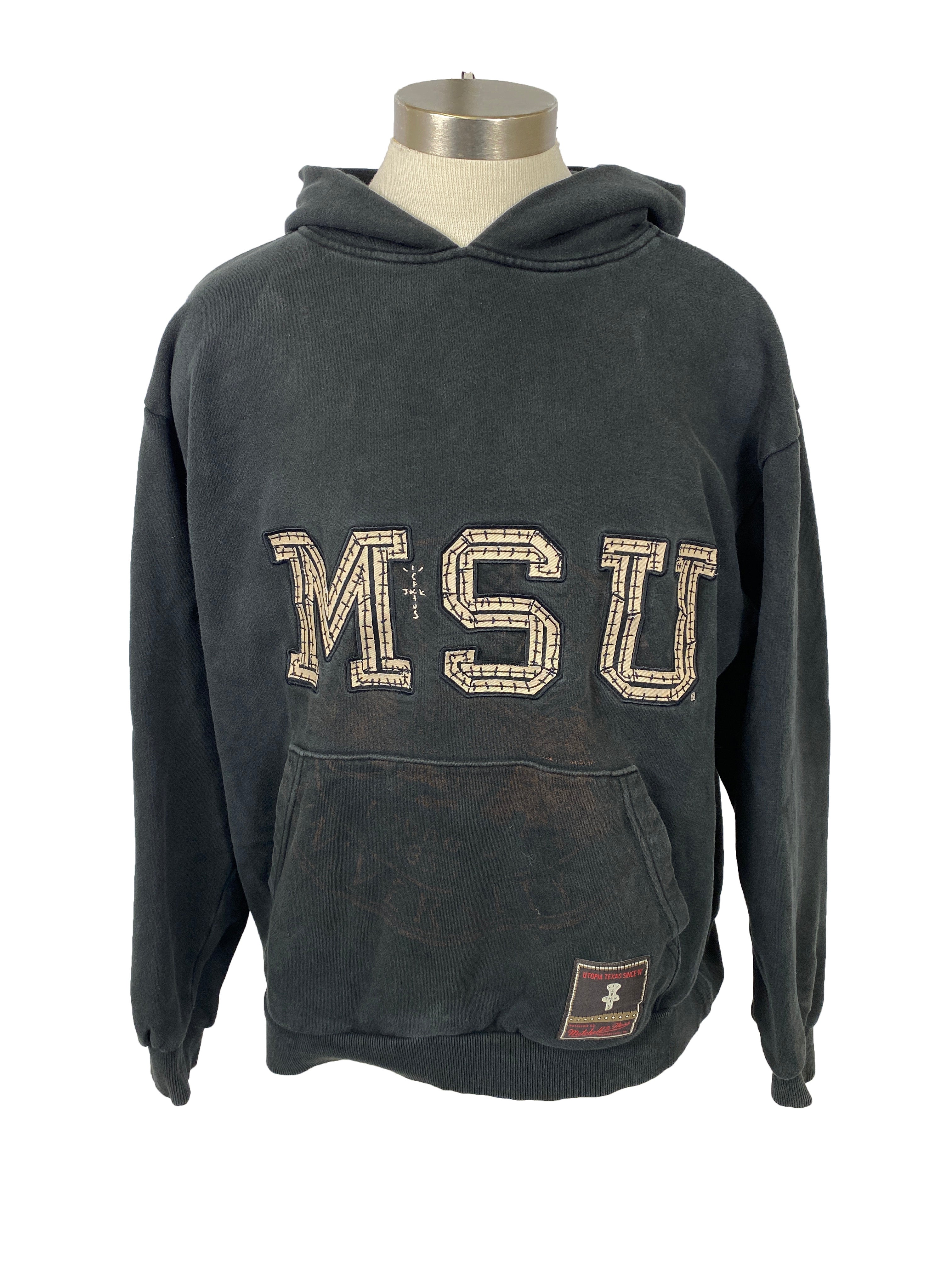 Travis Scott X Michell & Ness MSU Overlap Pullover Hoodie Men's Size L