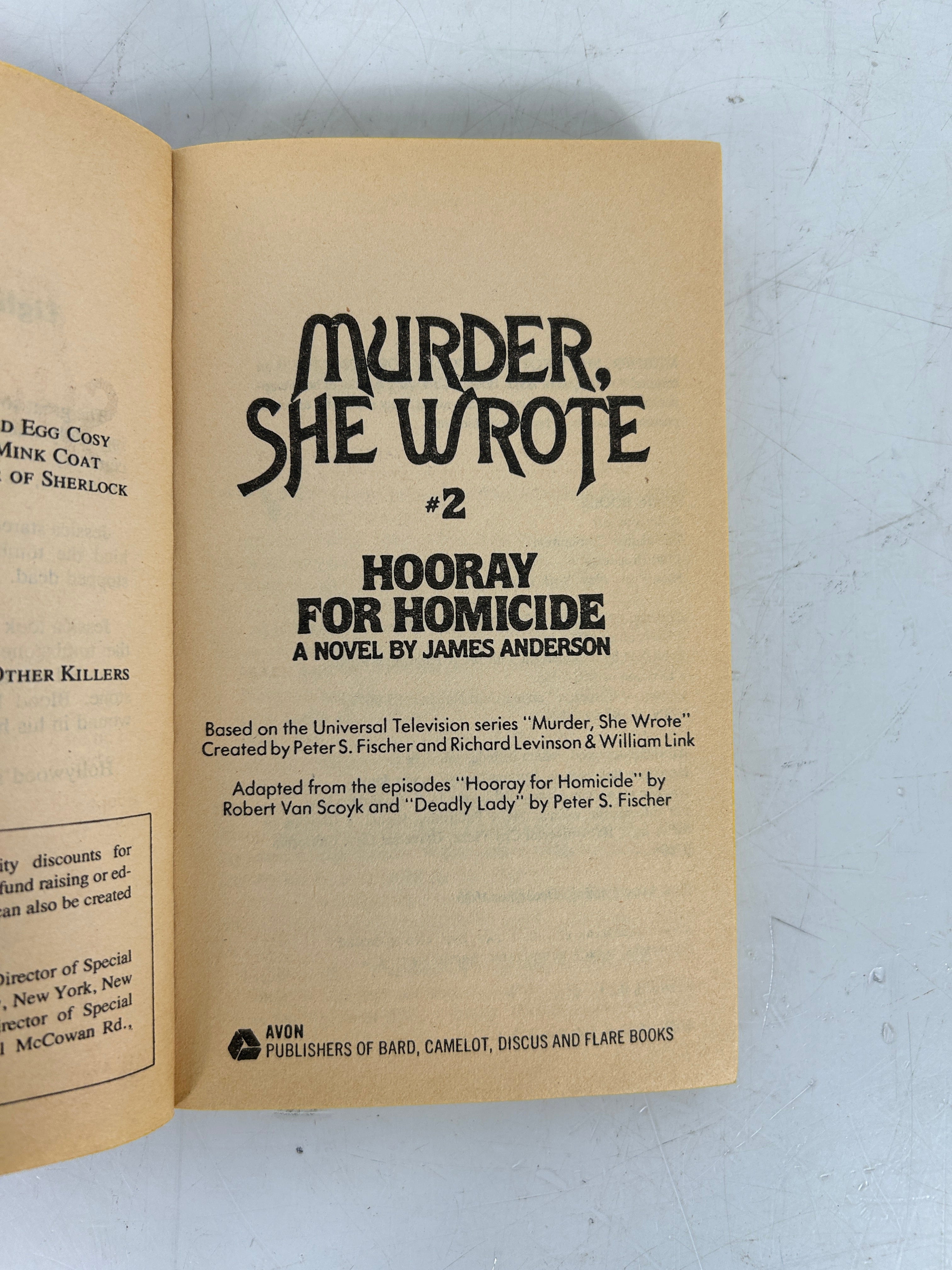 Murder She Wrote 2 (TV Tie-in) Hooray for Homicide 1985  1st Avon Printing SC