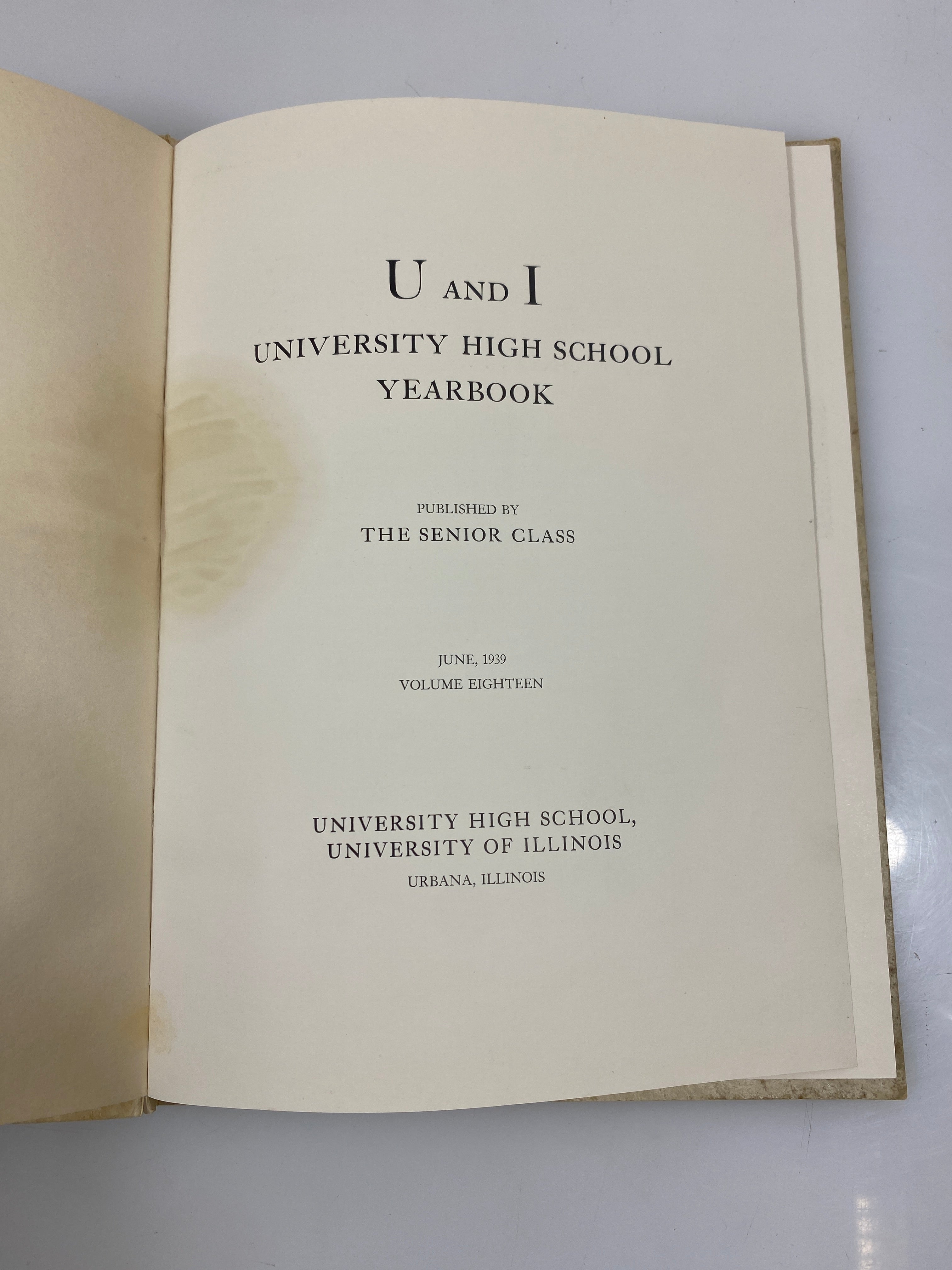 1939 "U and I" University High School Yearbook University of Illinois Urbana, IL