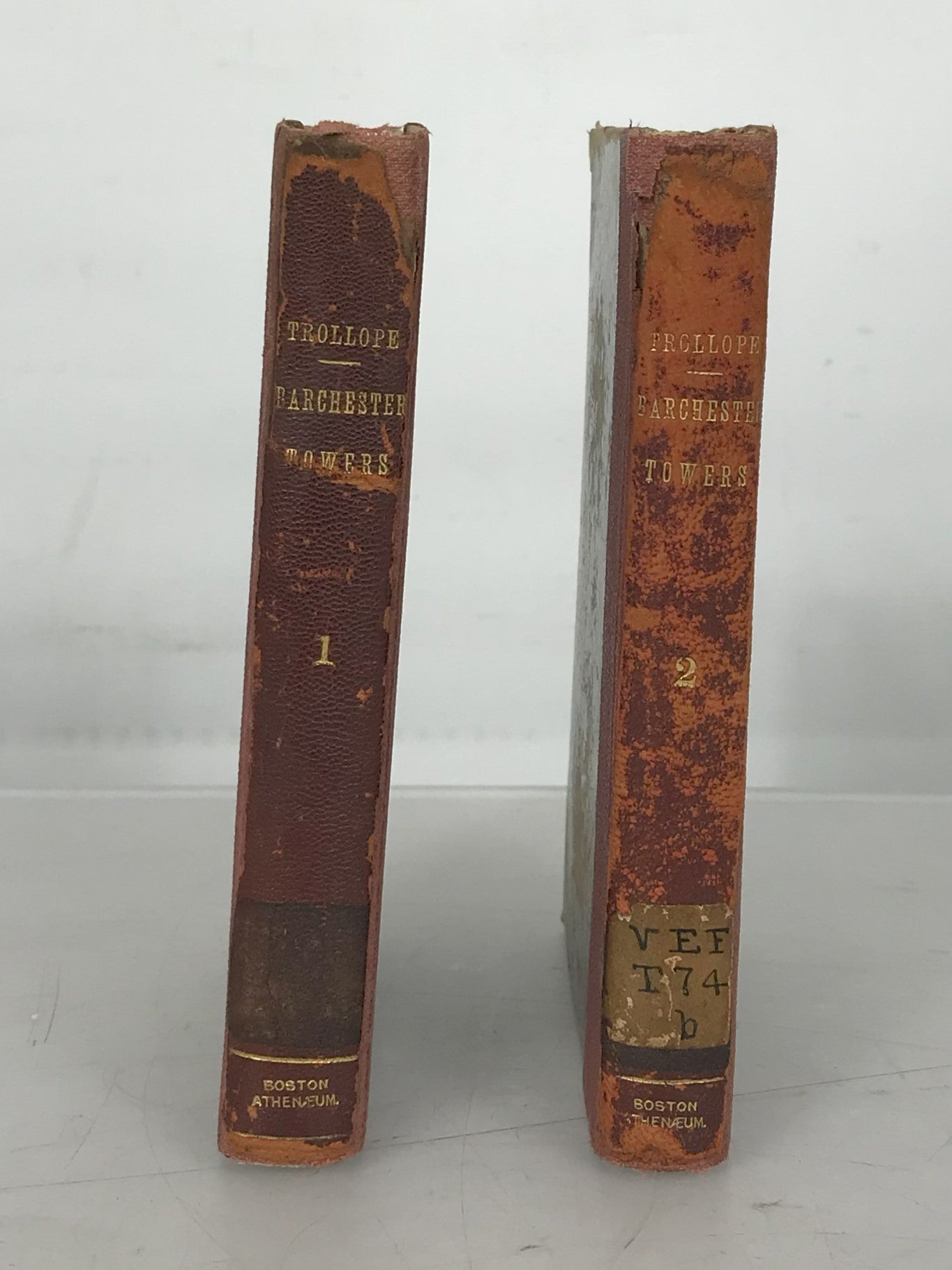 Collection of British Authors Vol 391 and 392 Barchester Towers by Anthony Trollope 1859 ex-libris