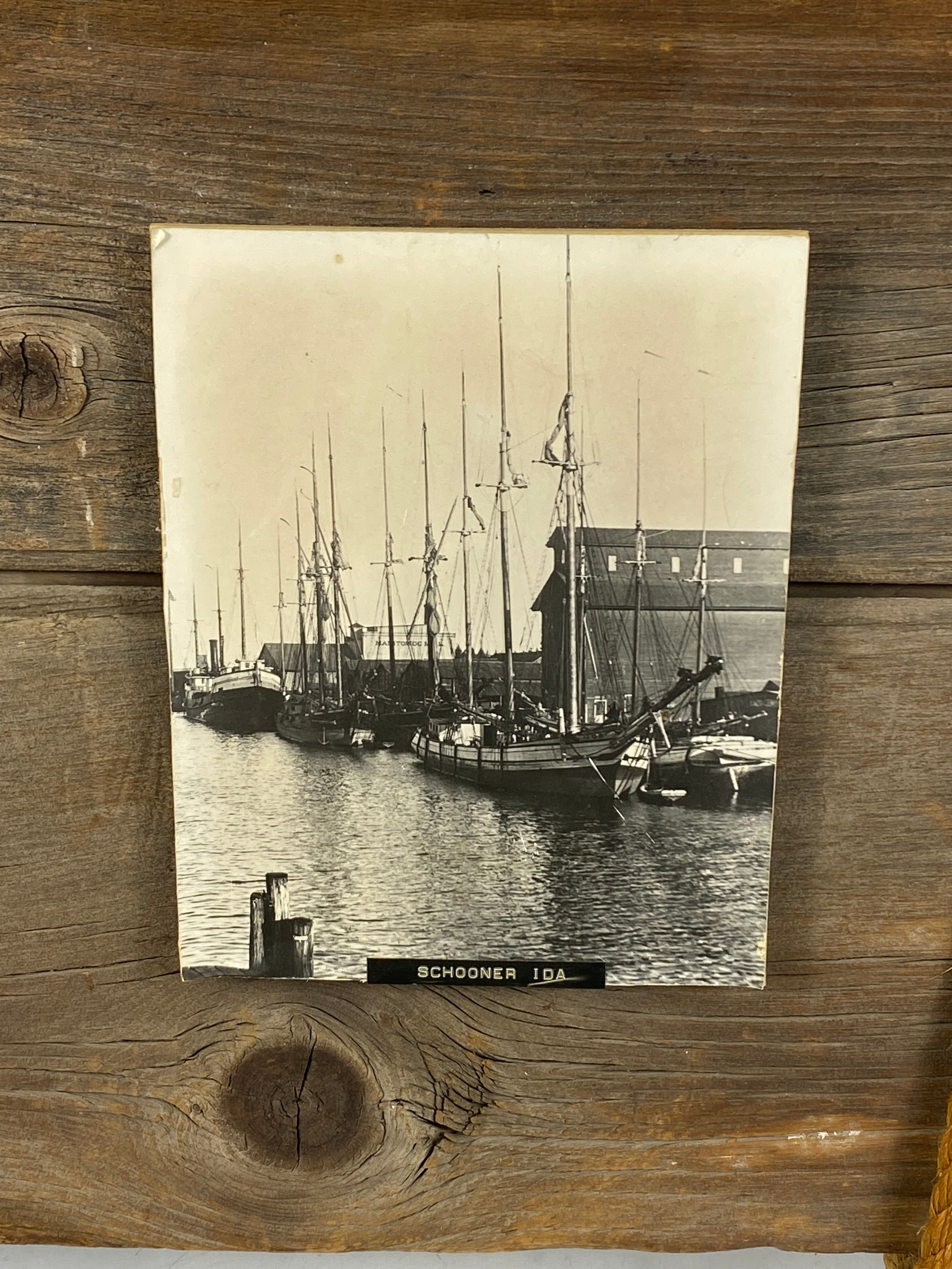 Schooner Ida Photograph Mounted on Wood from Shipwreck