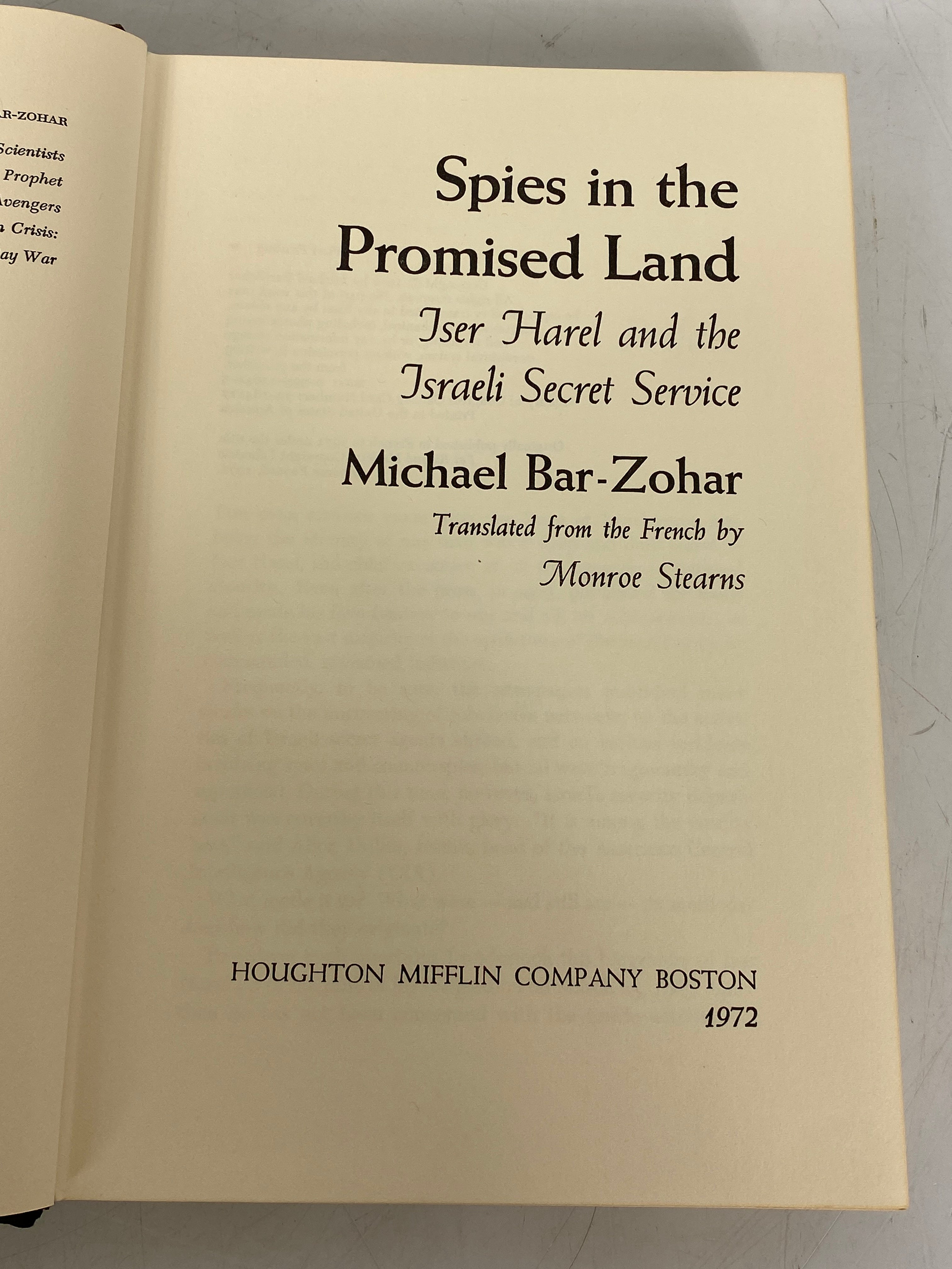 Spies in the Promised Land Israeli Secret Service M. Bar-Zohar 1st Print HCDJ