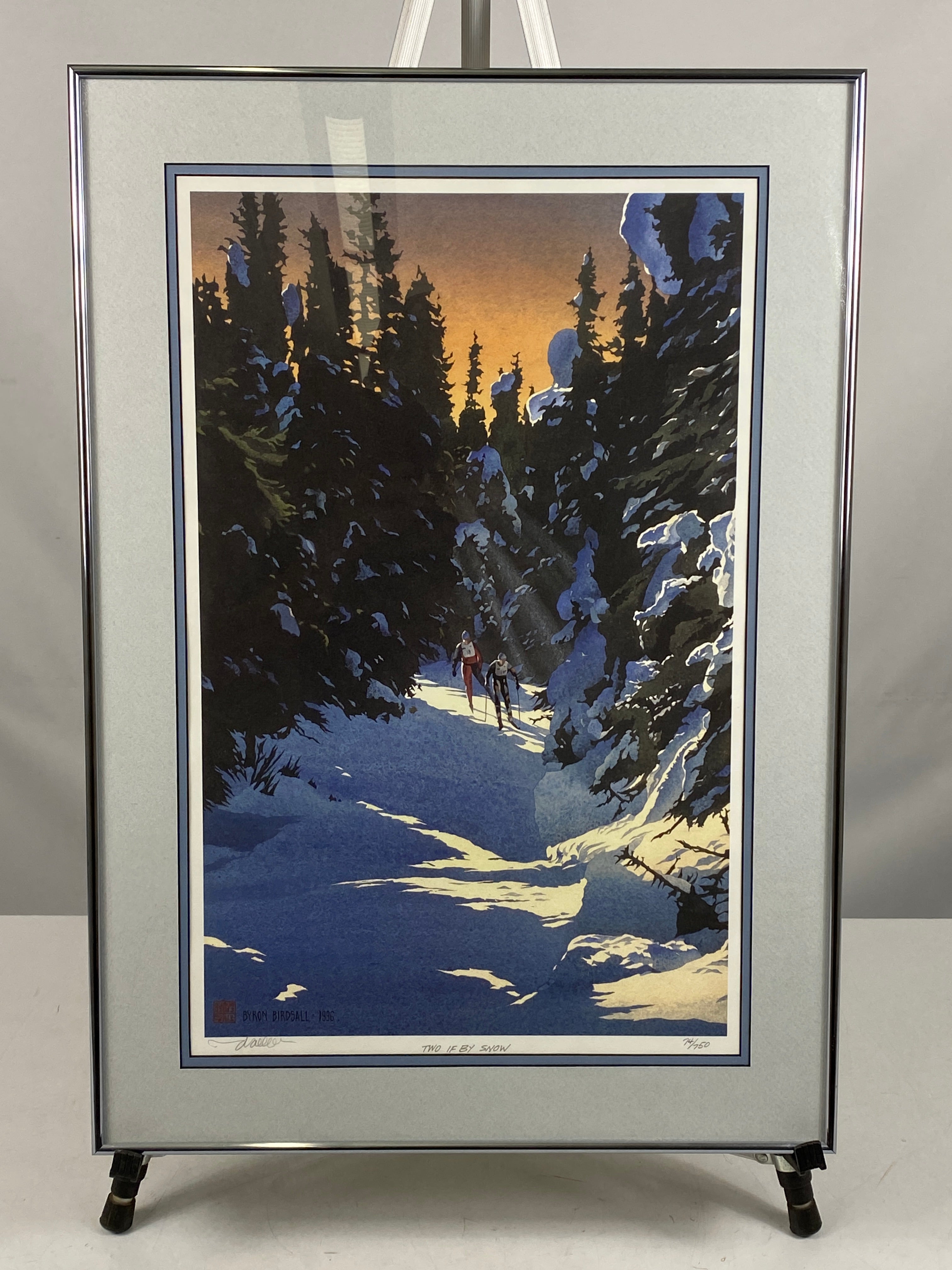 Framed 1996 "Two If By Snow" Signed Print by Byron Birdsall 74/750