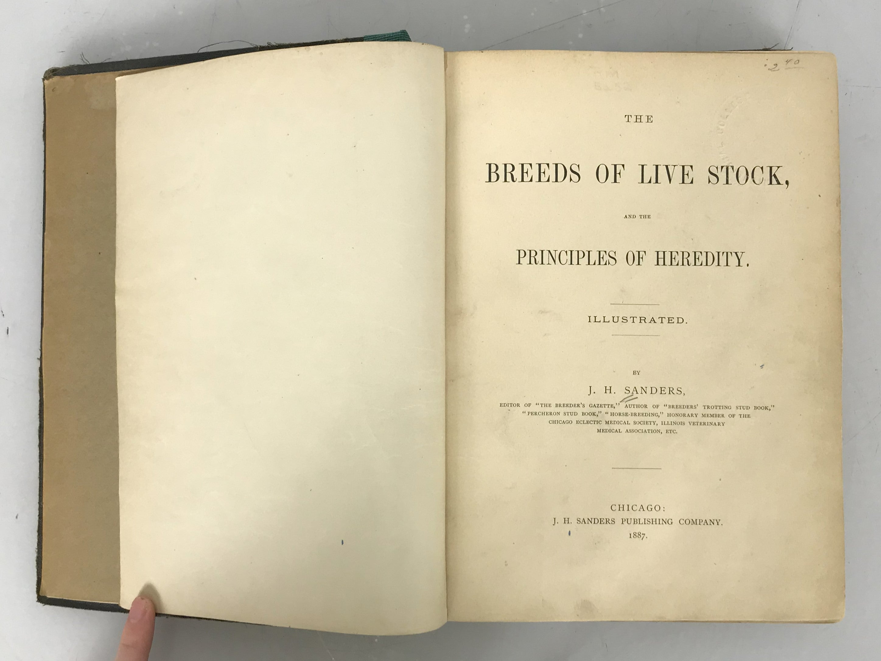 The Breeds of Live Stock and Principles of Heredity by JH Sanders Illustrated 1887