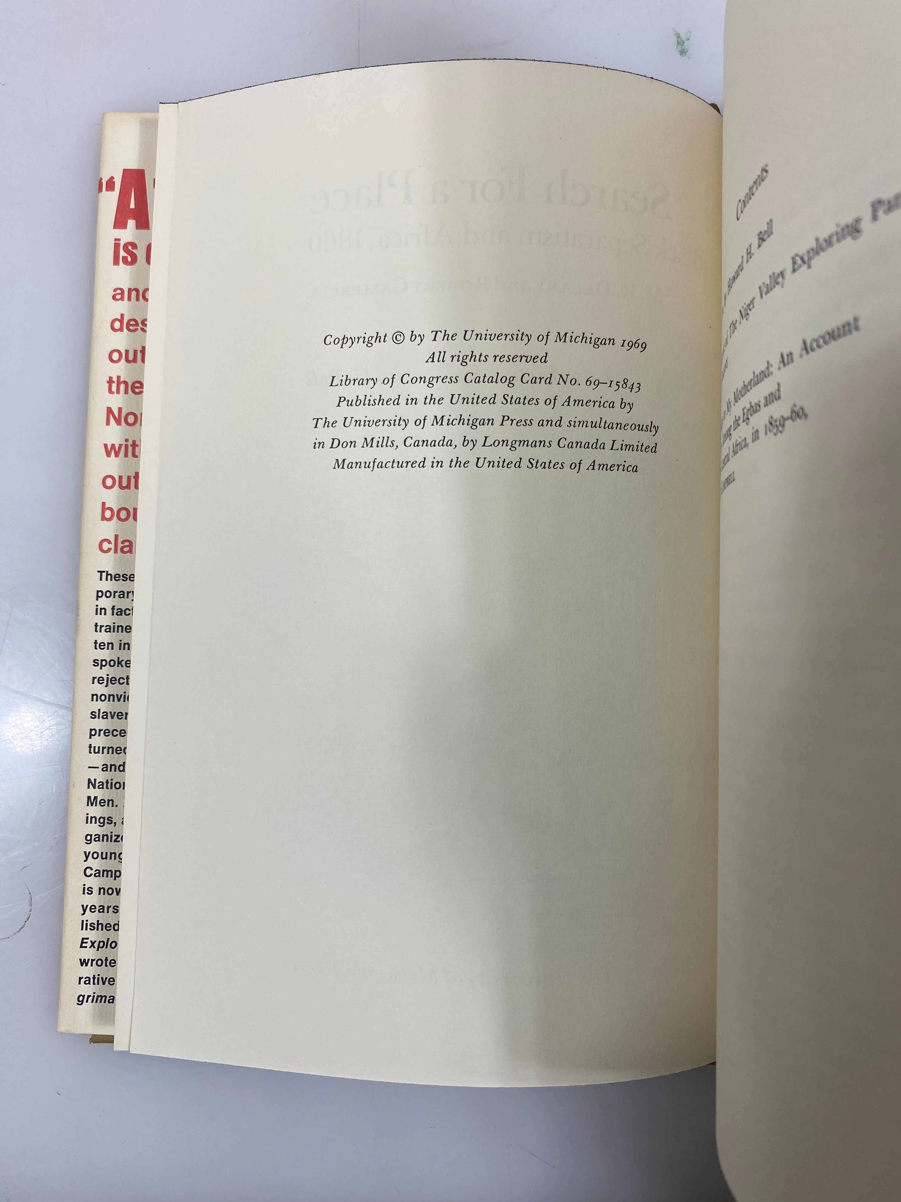 Search For a Place Black Separatism and Africa 1860 Delany/Campbell 1969 HCDJ