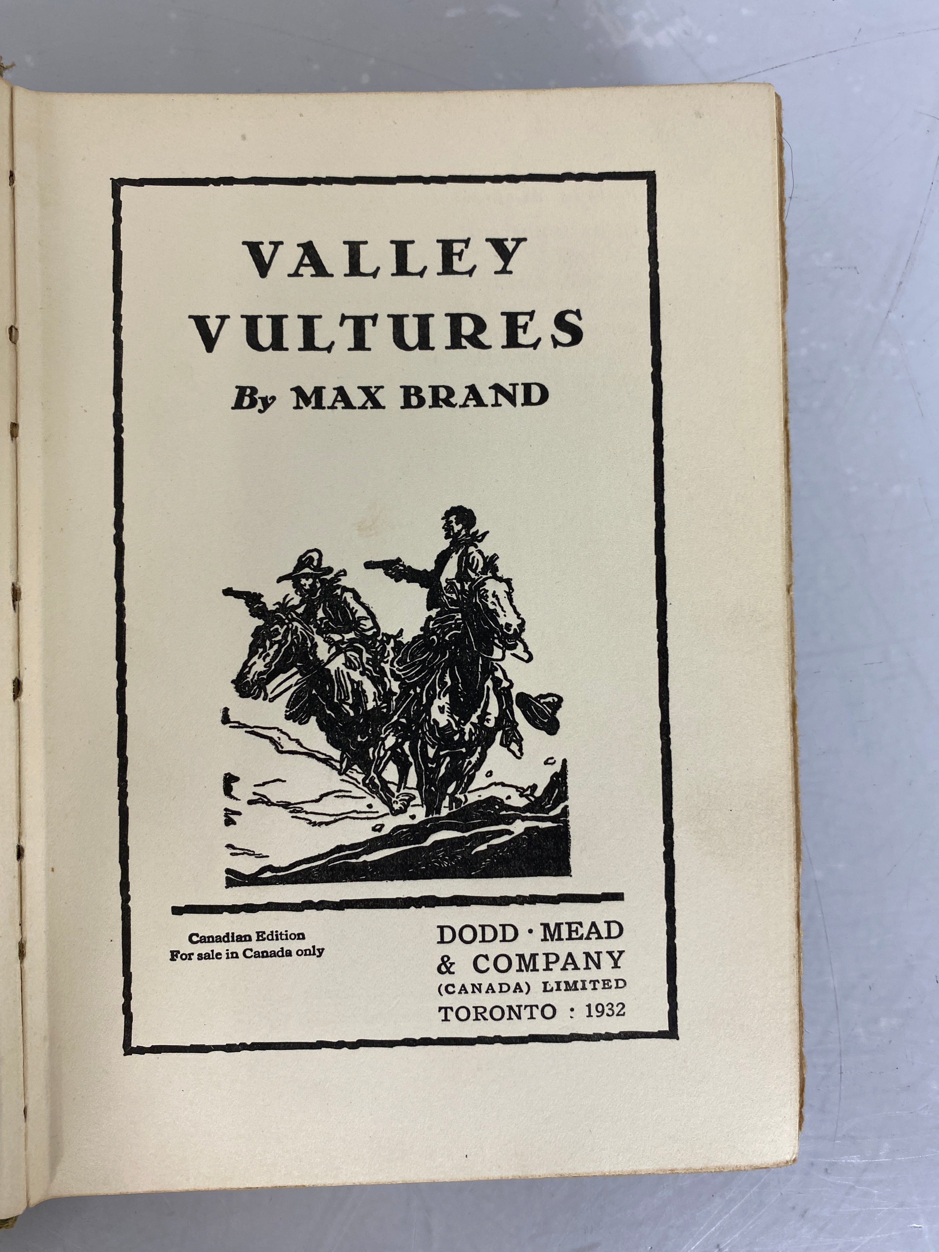 Valley Vultures by Max Brand 1932 Vintage Western Novel HC Rare