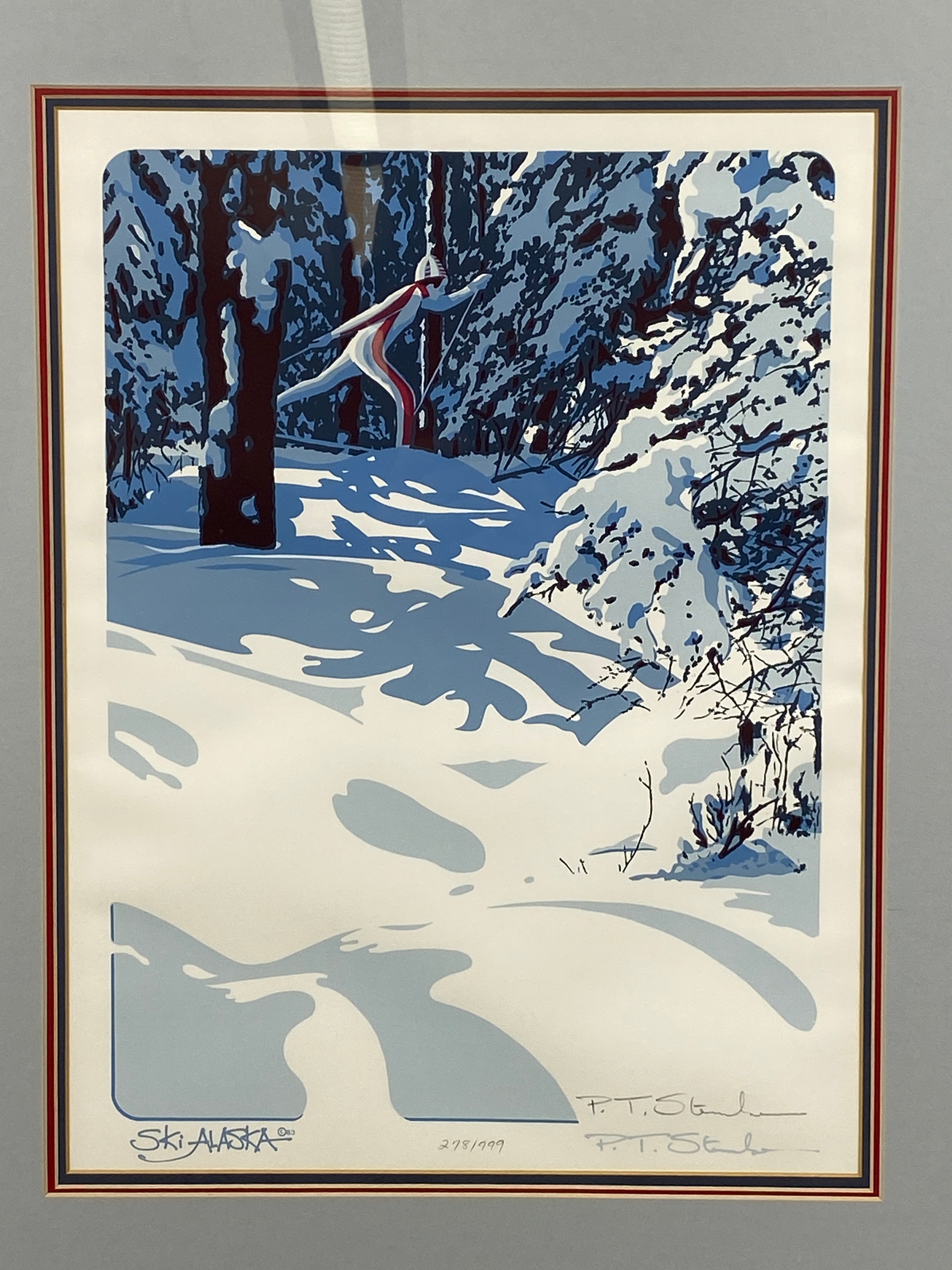 Framed 1983 "Ski Alaska" Signed Print by Paul T. Steucke 278/999