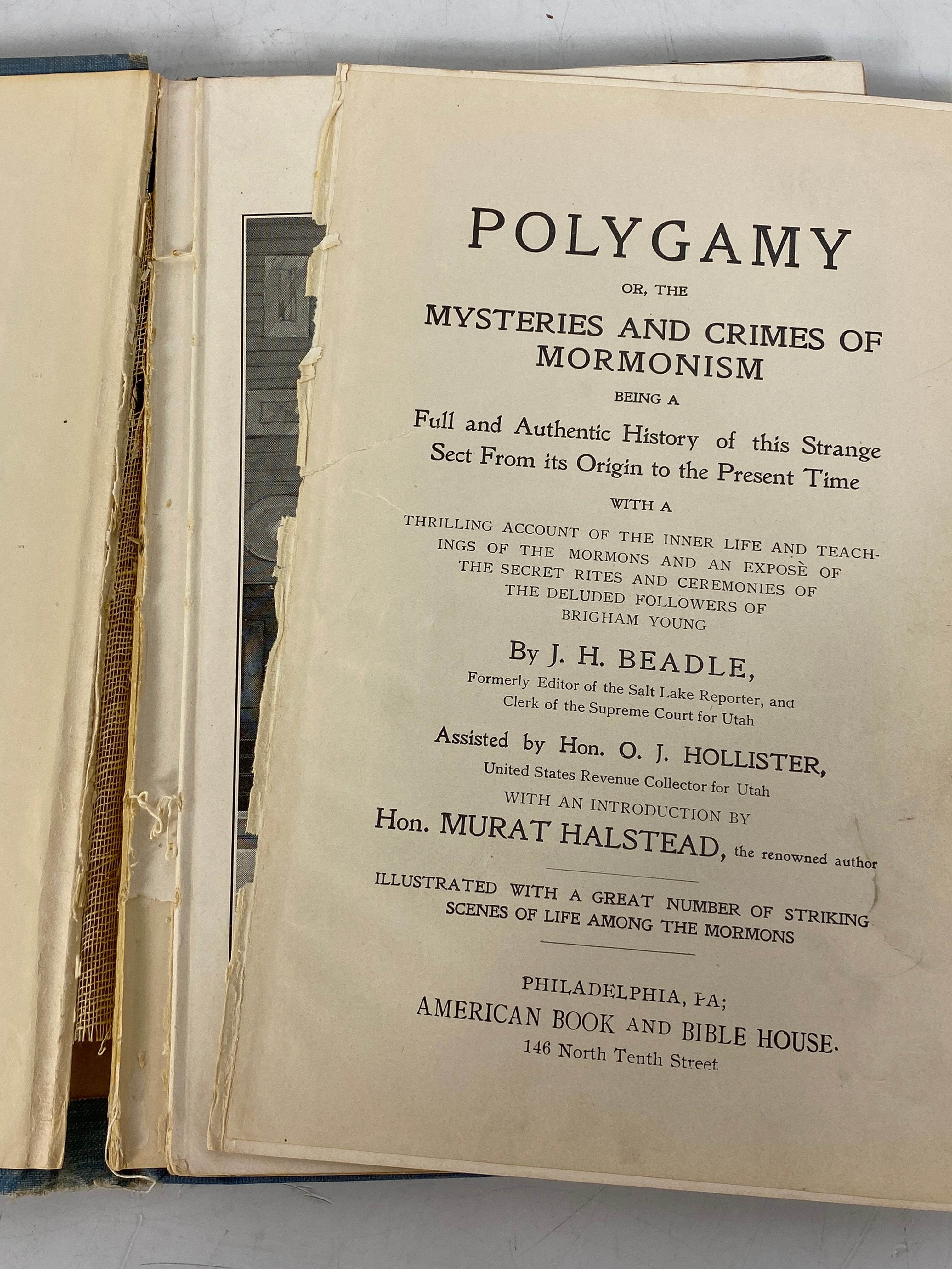 Polygamy or Mysteries & Crimes of Mormonism J.H. Beadle 1904 Antique HC