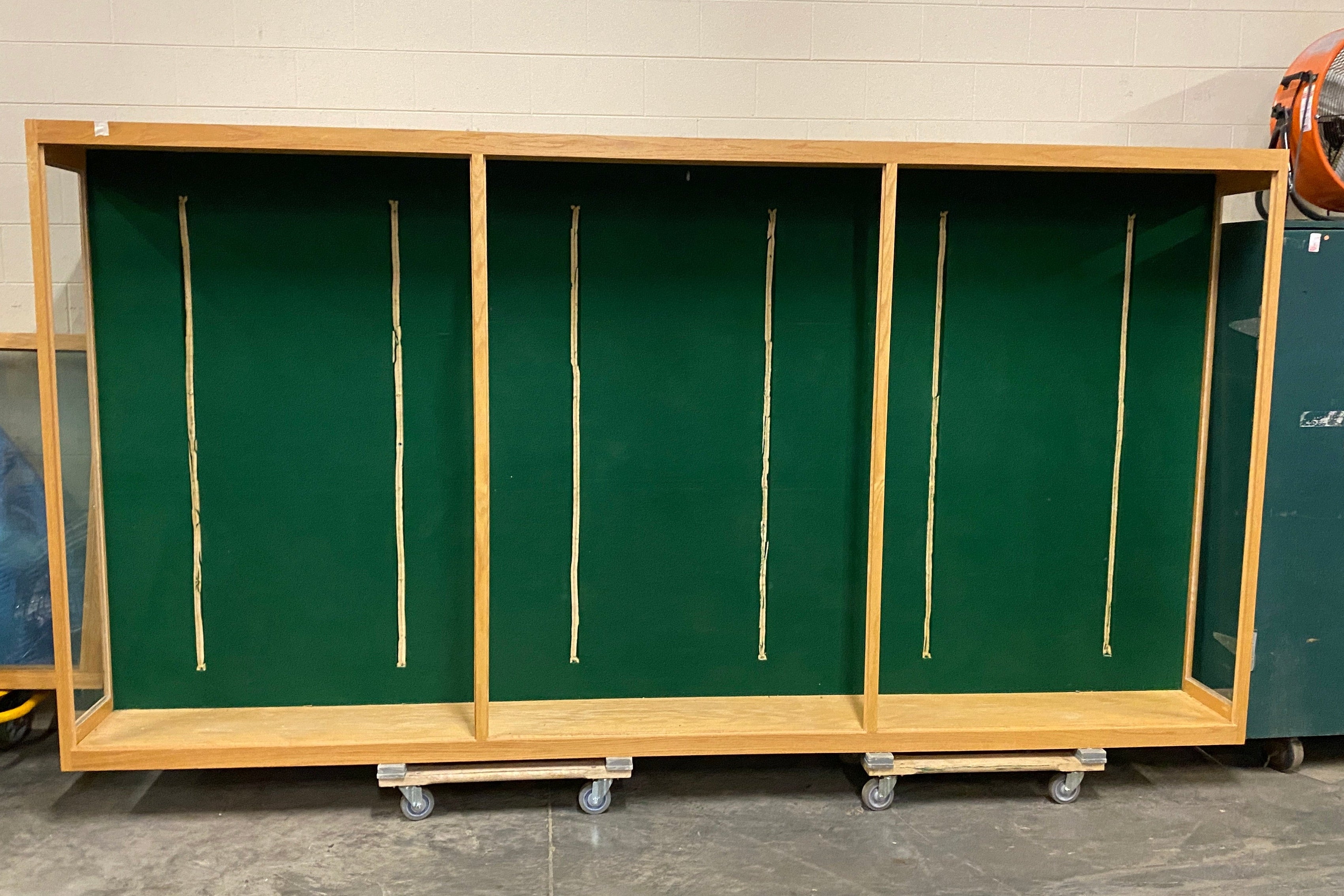 Light Wooden 3 Door Felt Lined Showcase