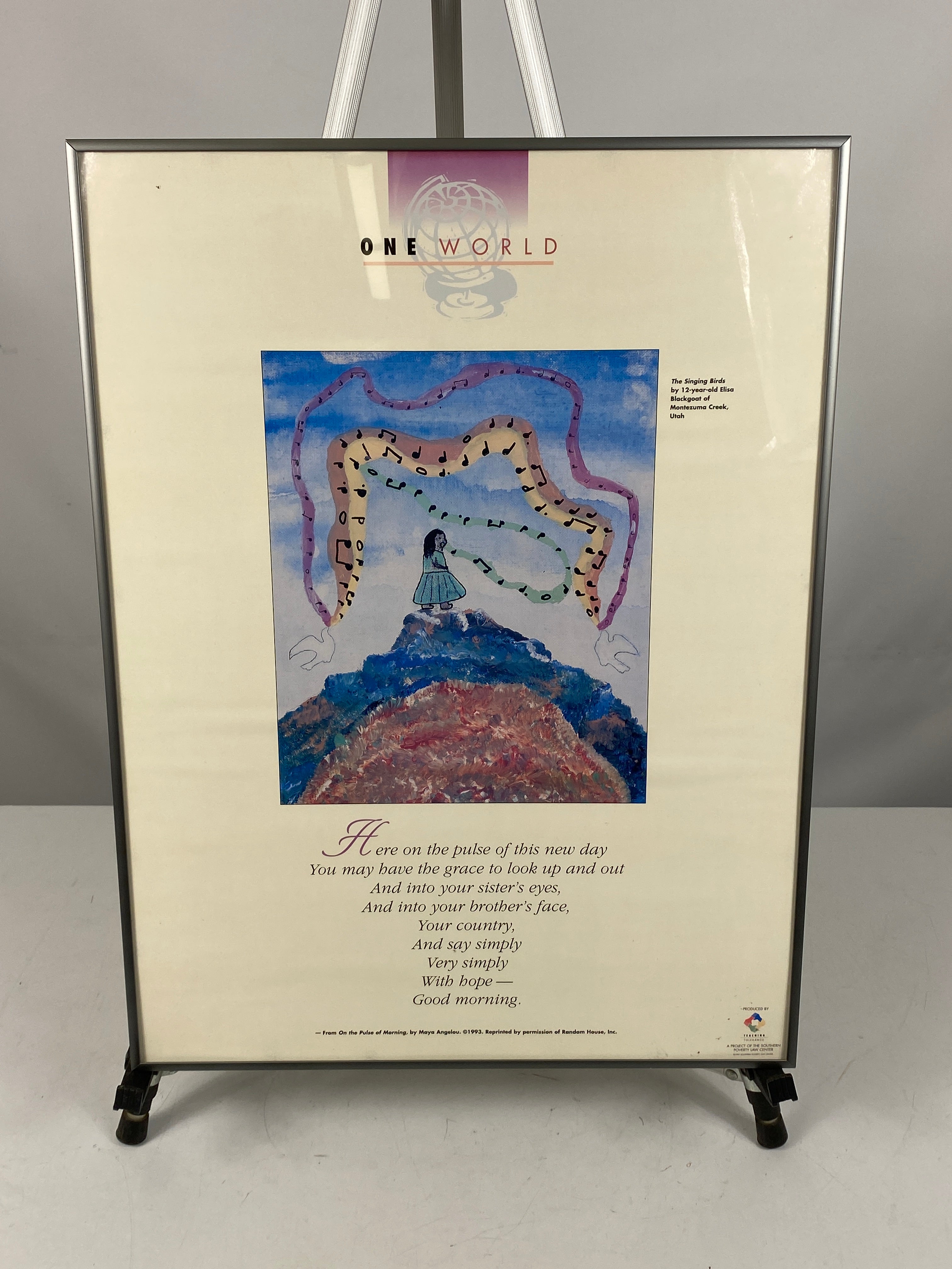 Framed 1997 One World Poster "The Singing Birds" 24x18