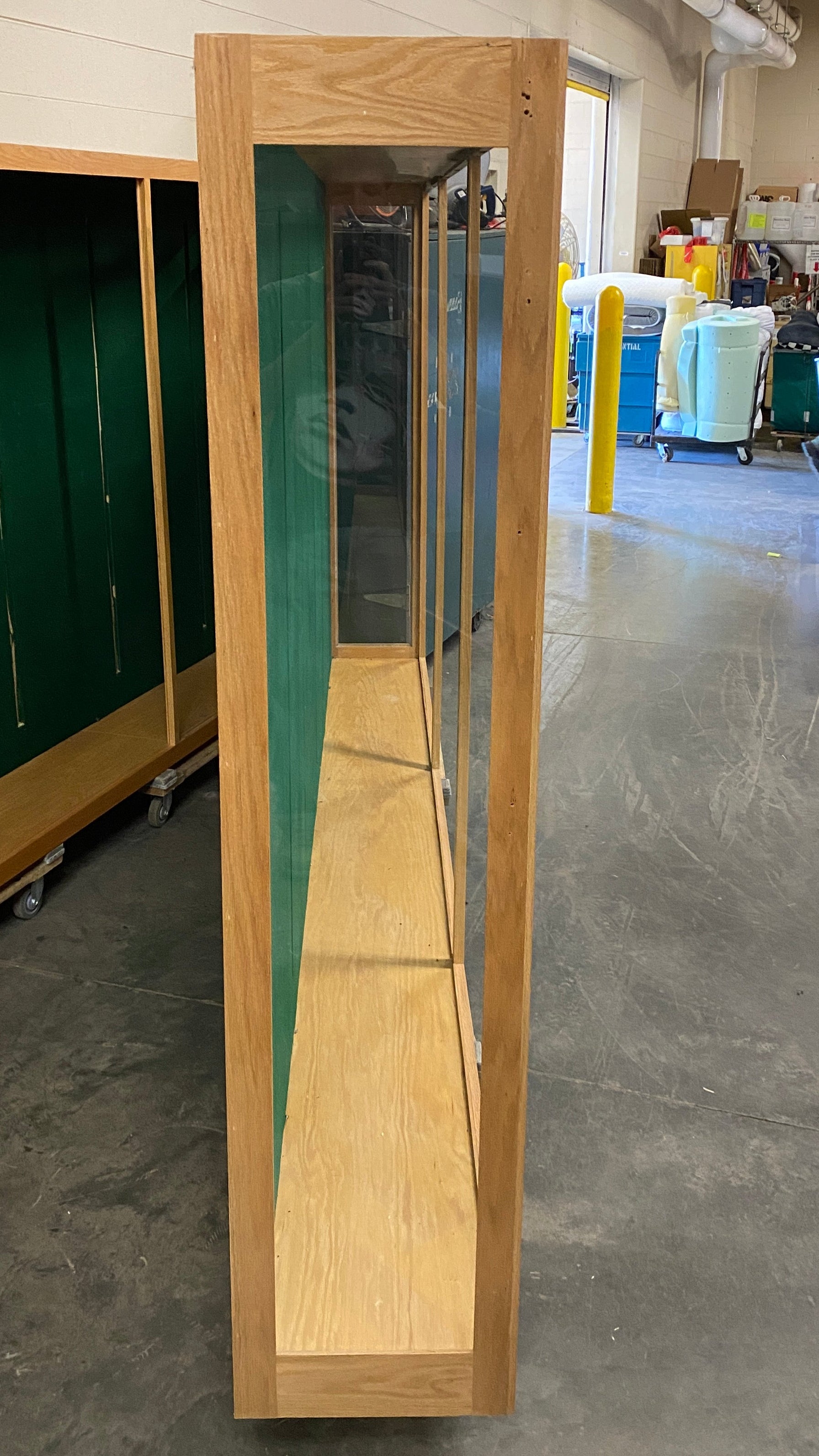 Light Wooden 3 Door Felt Lined Showcase