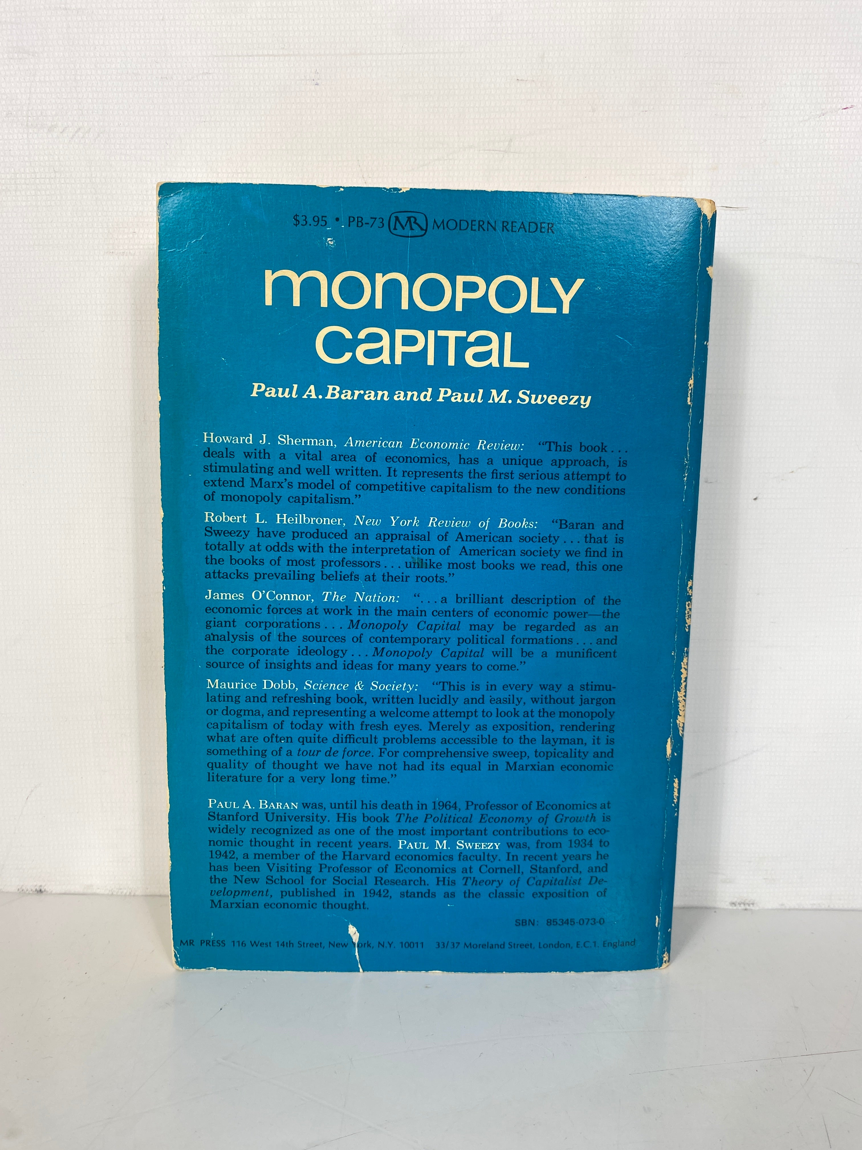 Monopoly Capital by Baran/Sweezy Economic & Social Order 1968 Vintage SC