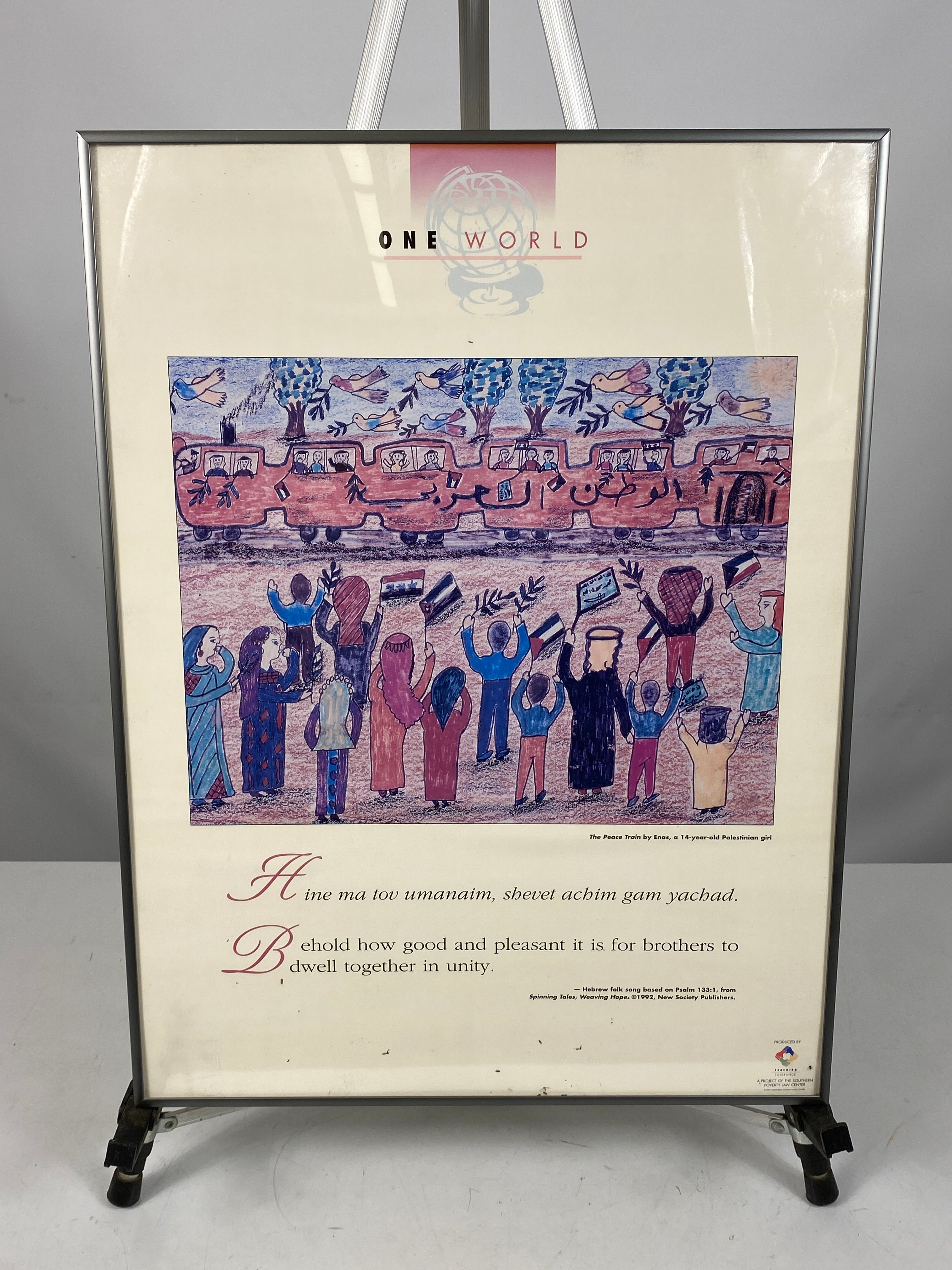 Framed 1997 One World Poster "The Peace Train" 24x18