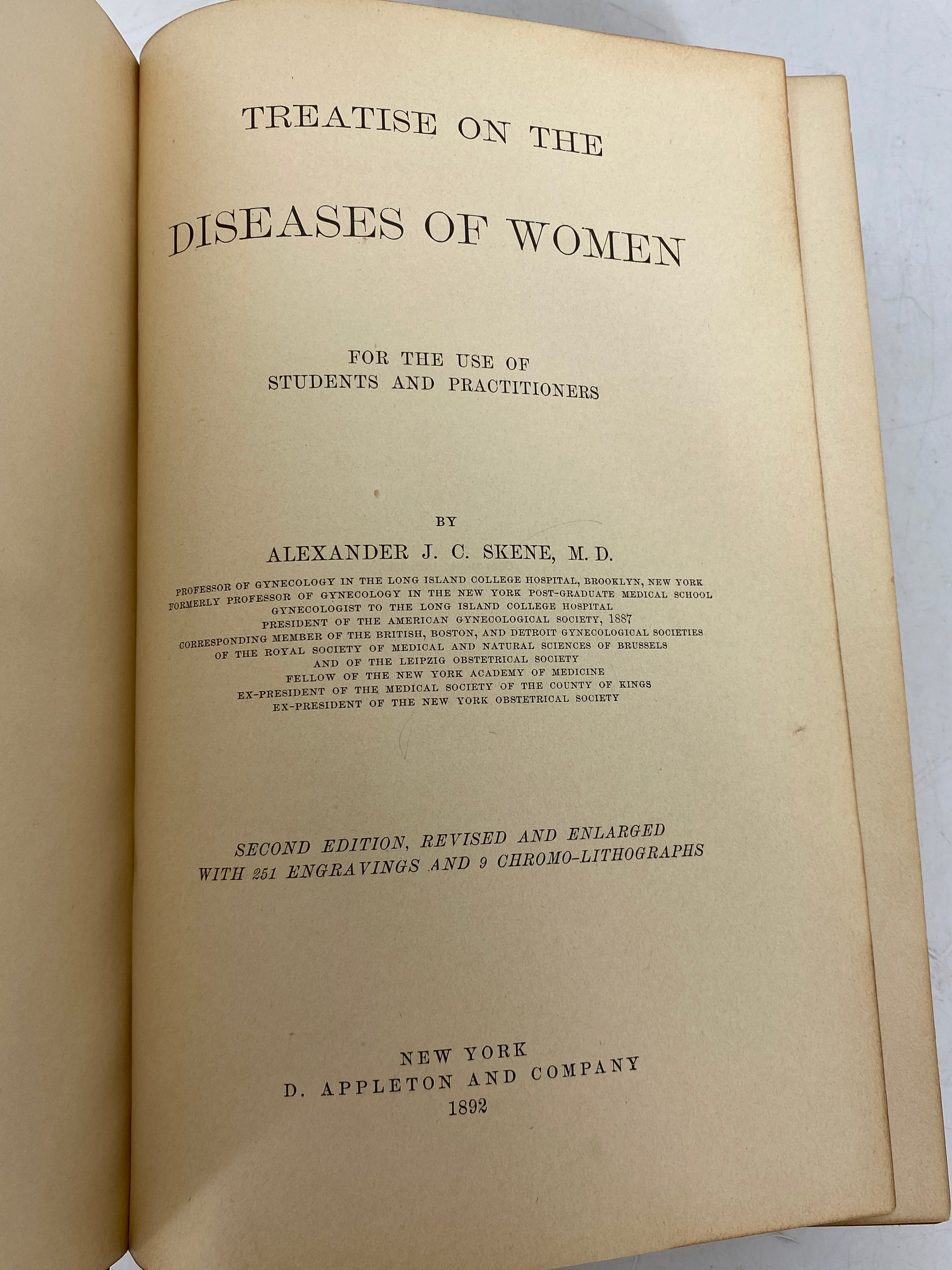 Treatise on the Diseases of Women by Alexander J.C. Skene 1892 Antique HC