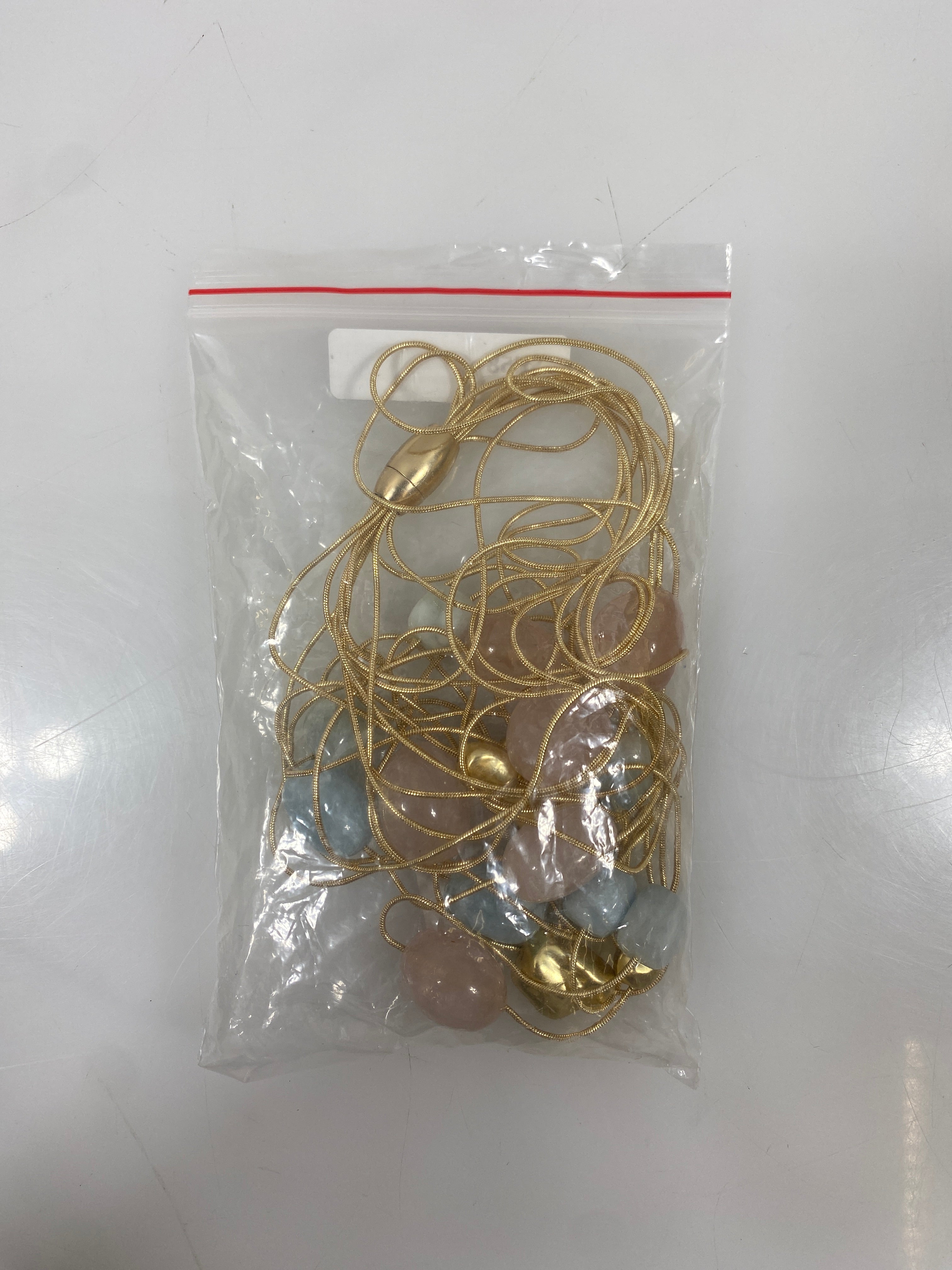 Gold Spring Wire Stone Beaded Clasp Necklace