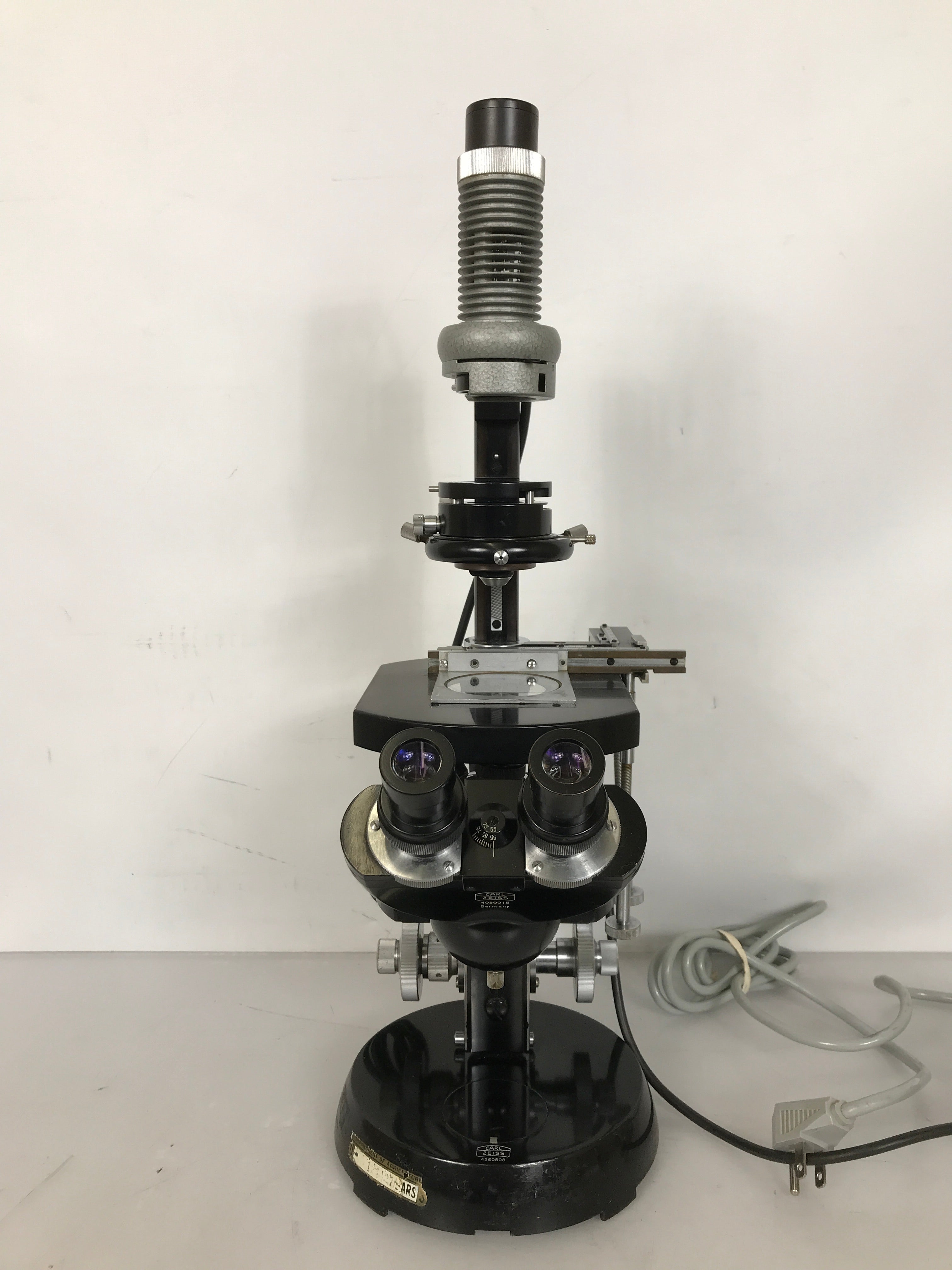 Carl Zeiss Inverted Binocular Microscope with Power Supply