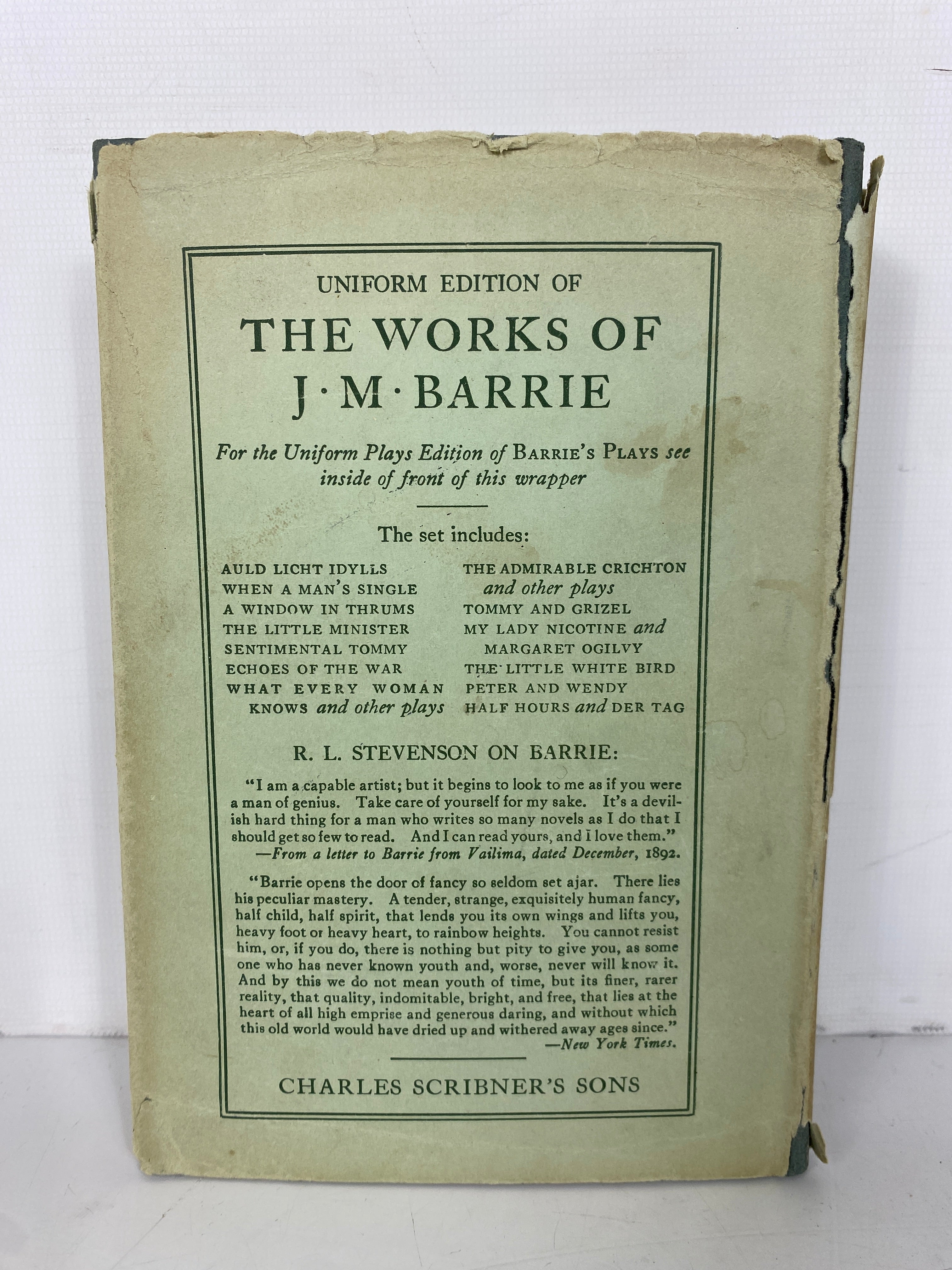 The Plays of J.M. Barrie Alice-Sit-By-The-Fire 1930 Vintage HC DJ