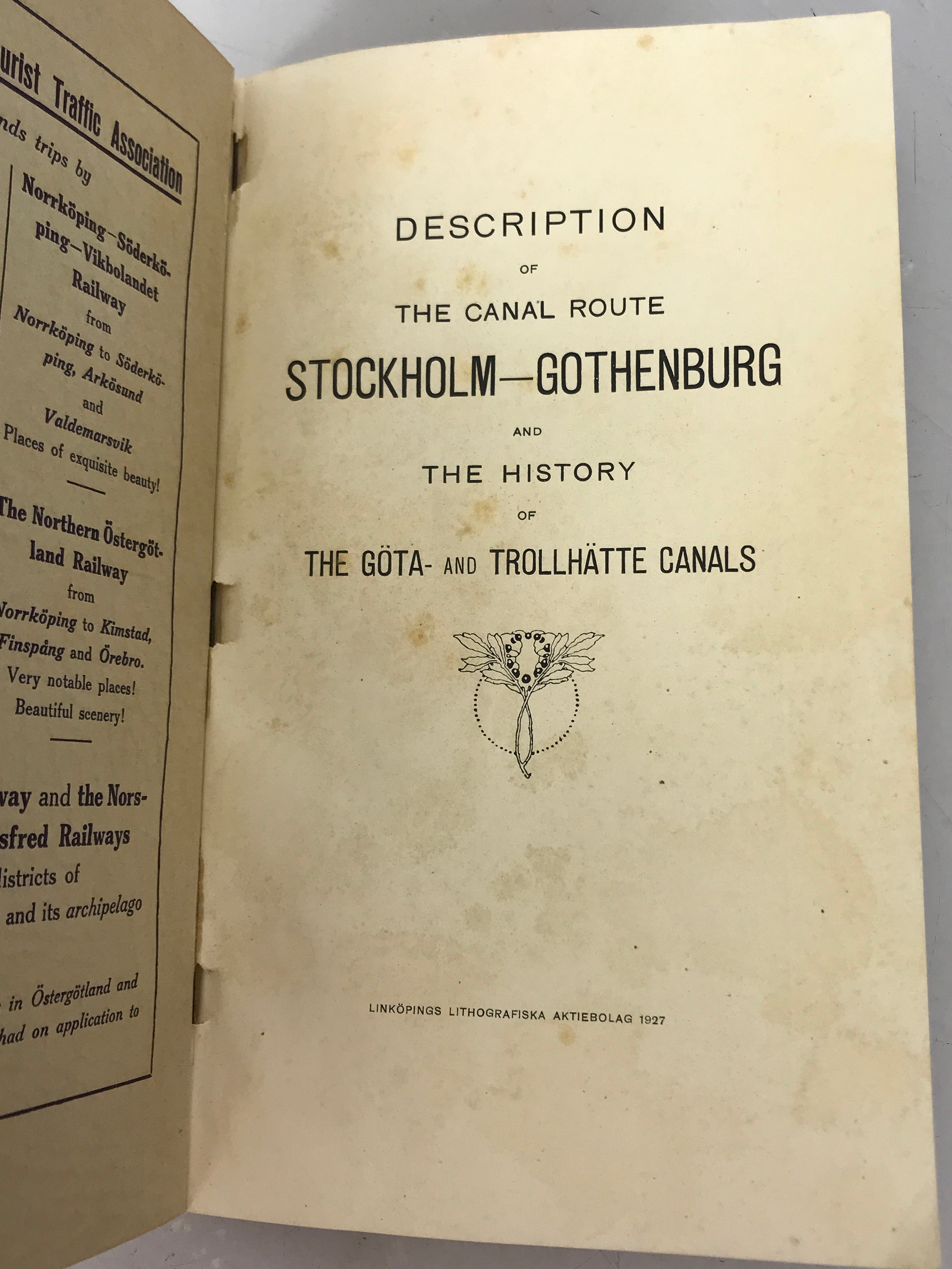 Clausen's Atlas of the Canal Route Stockholm Gothenburg 1927