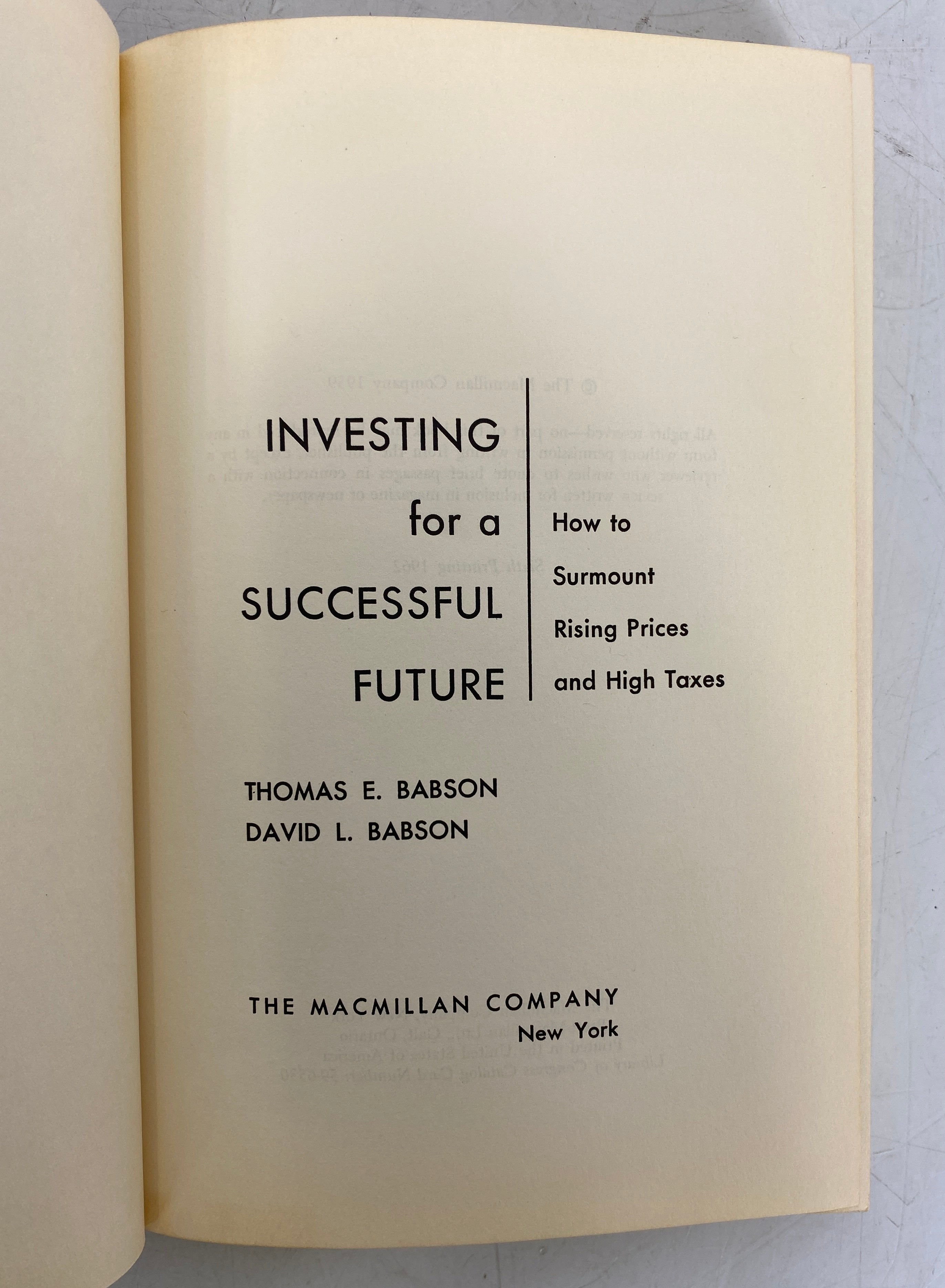 Investing for a Successful Future Babson 1962 6th Print HC DJ