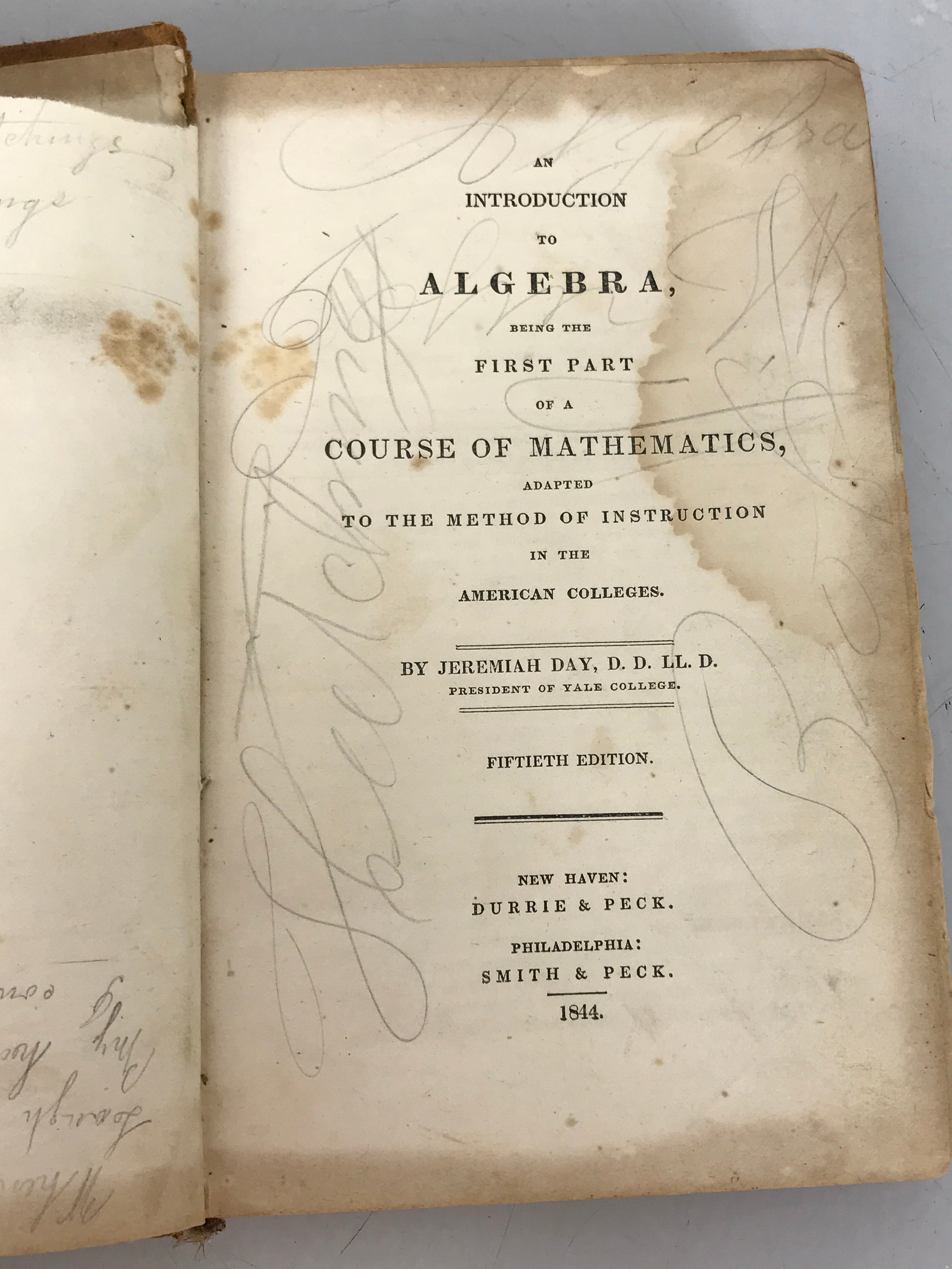 An Introduction to Algebra Jeremiah Day 1844 HC